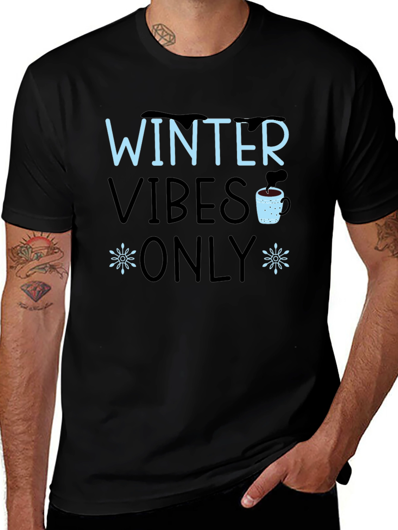 Winter Vibes Only Black Graphic Tee