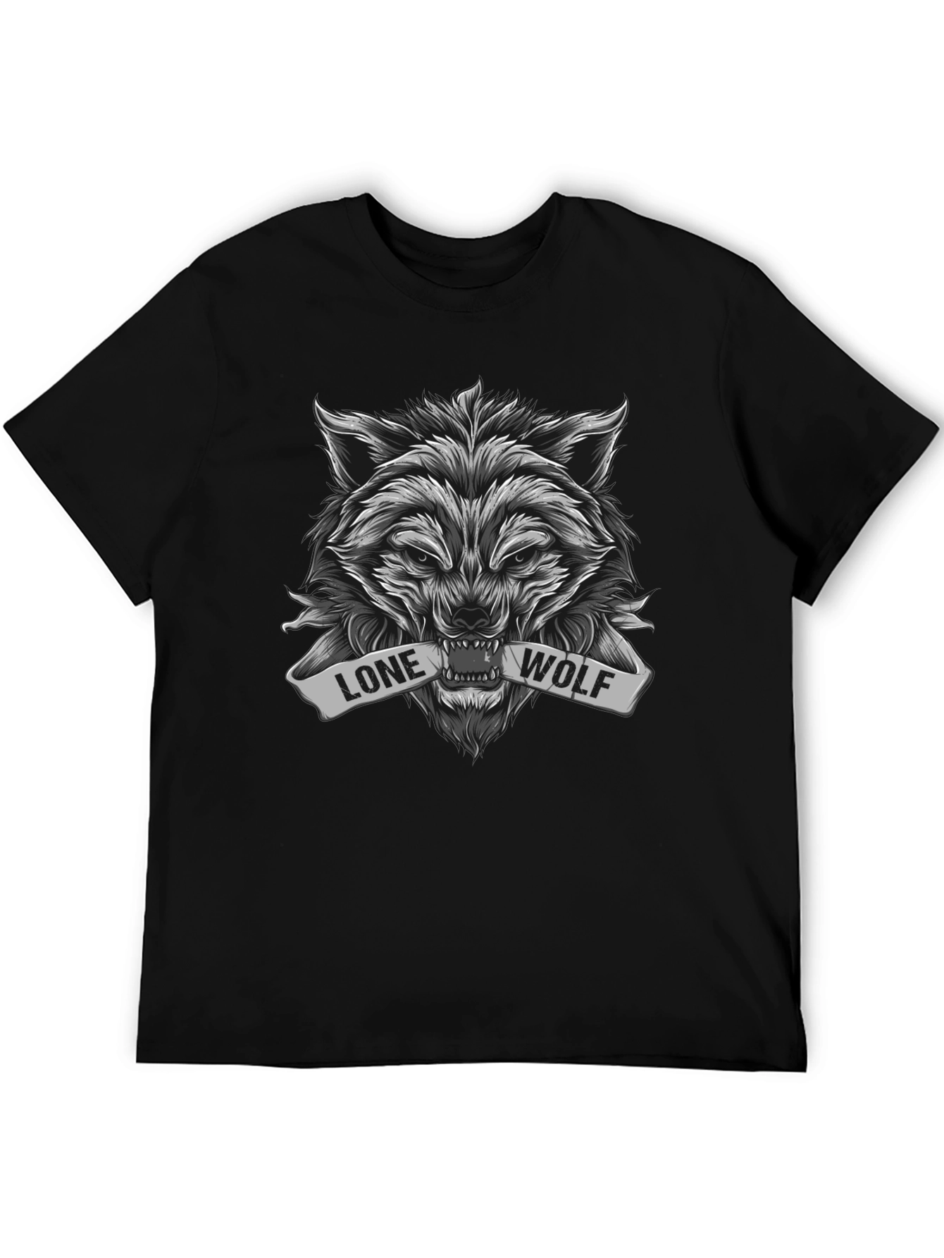 Lone Wolf Graphic Tee - Black Cotton Blend