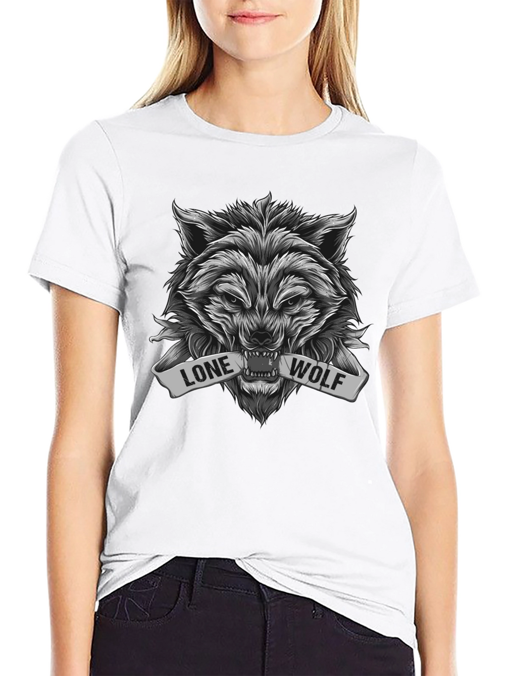 Lone Wolf Graphic Tee - Black Cotton Blend