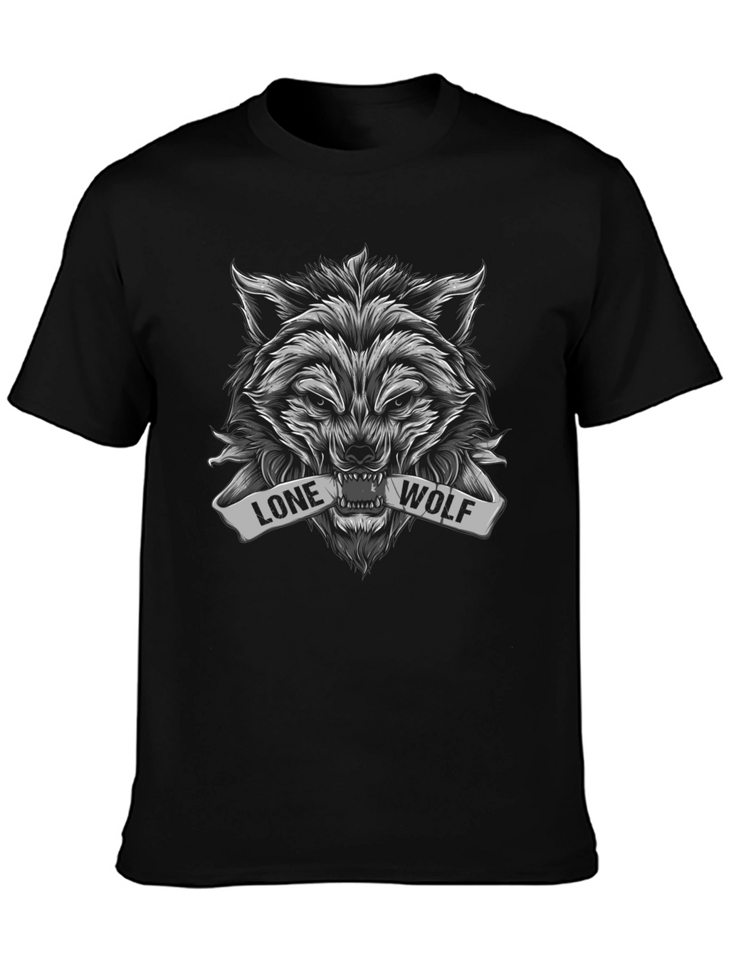 Lone Wolf Graphic Tee - Black Cotton Blend