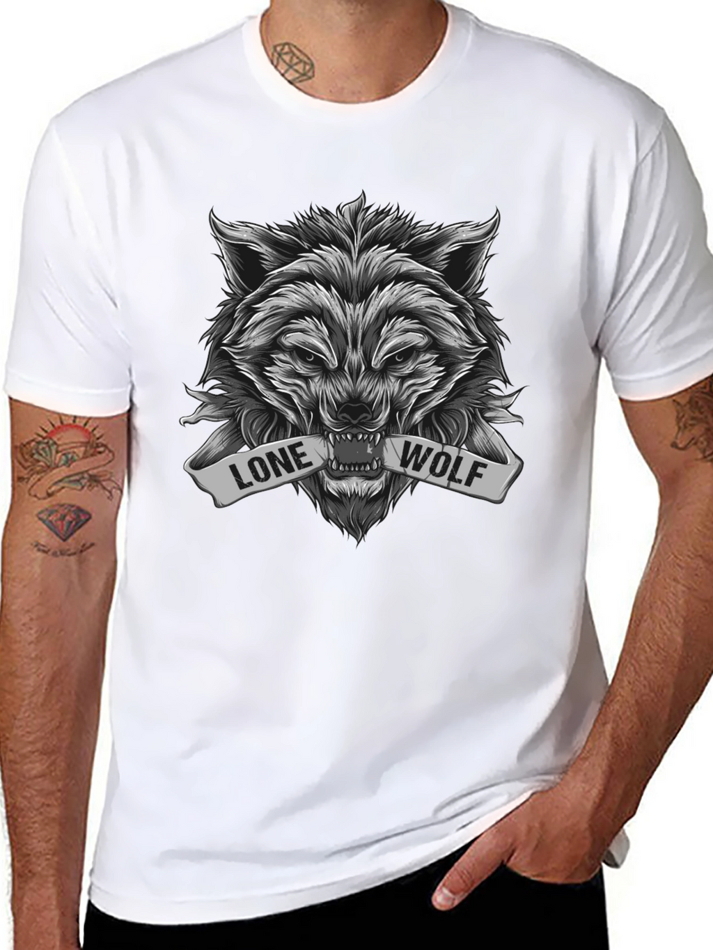 Lone Wolf Graphic Tee - Black Cotton Blend