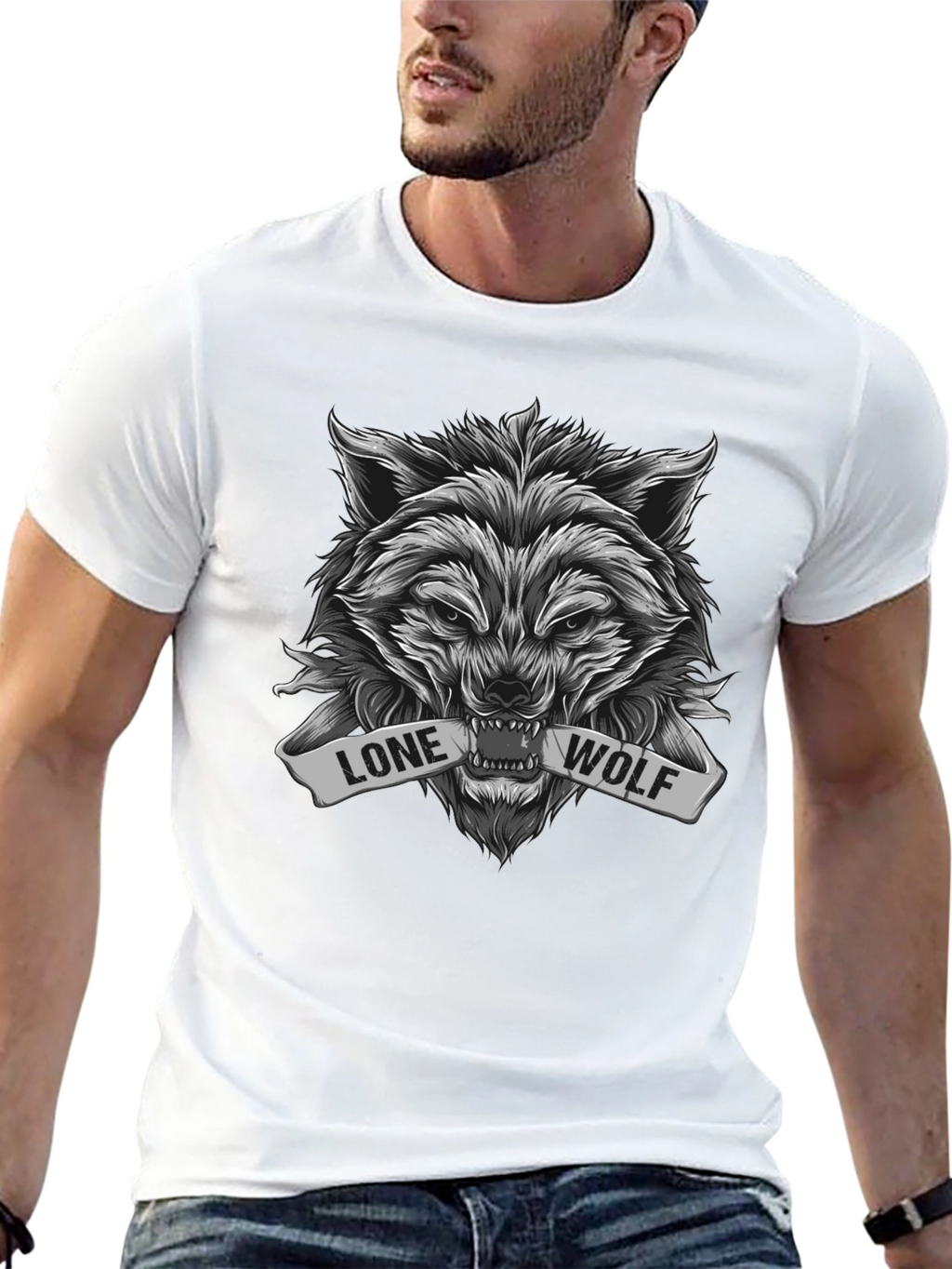 Lone Wolf Graphic Tee - Black Cotton Blend