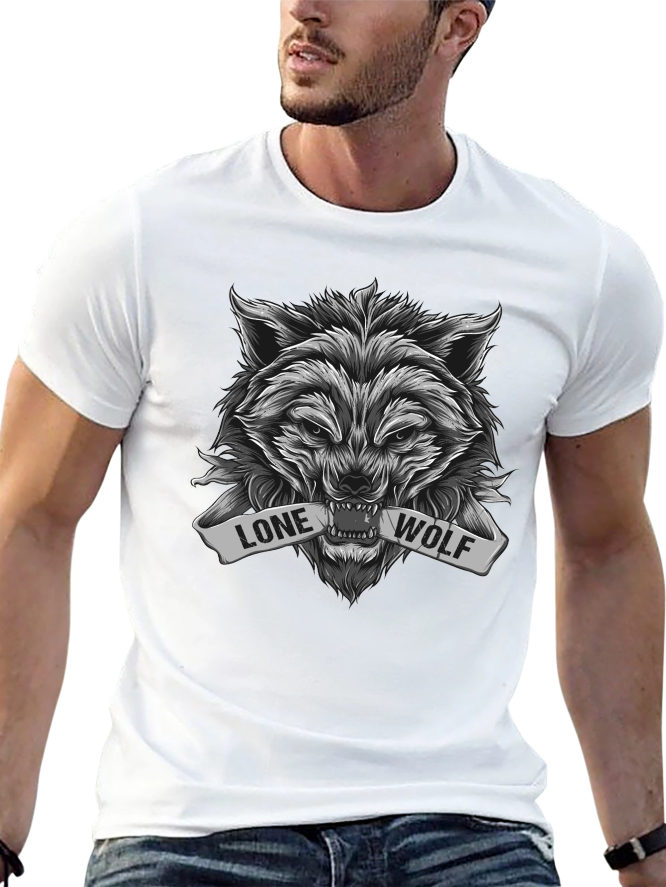Lone Wolf Graphic Tee - Black Cotton Blend