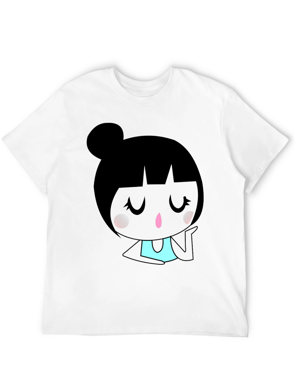 Kawaii Girl Graphic Tee - Black Cotton Blend
