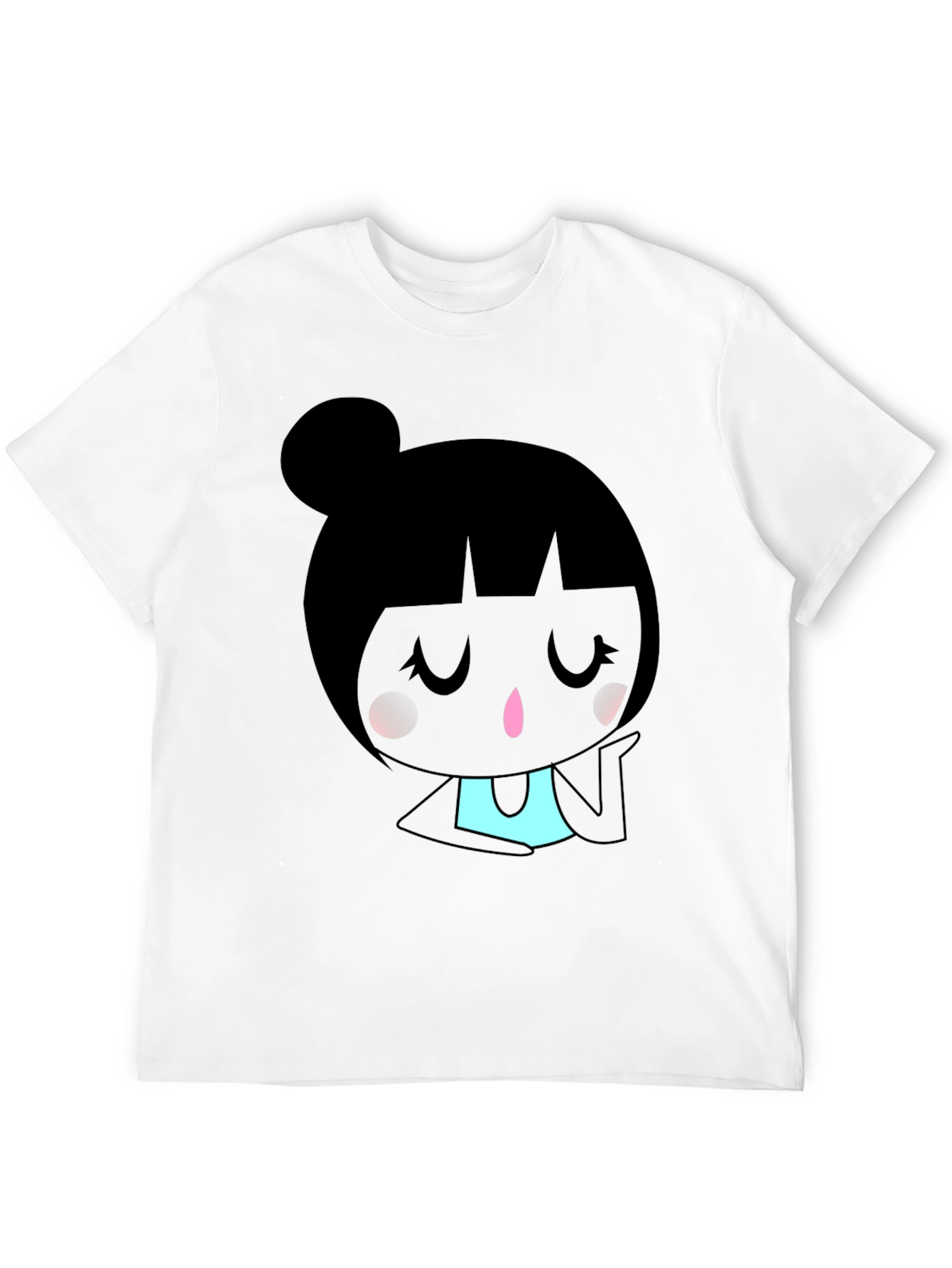 Kawaii Girl Graphic Tee - Black Cotton Blend