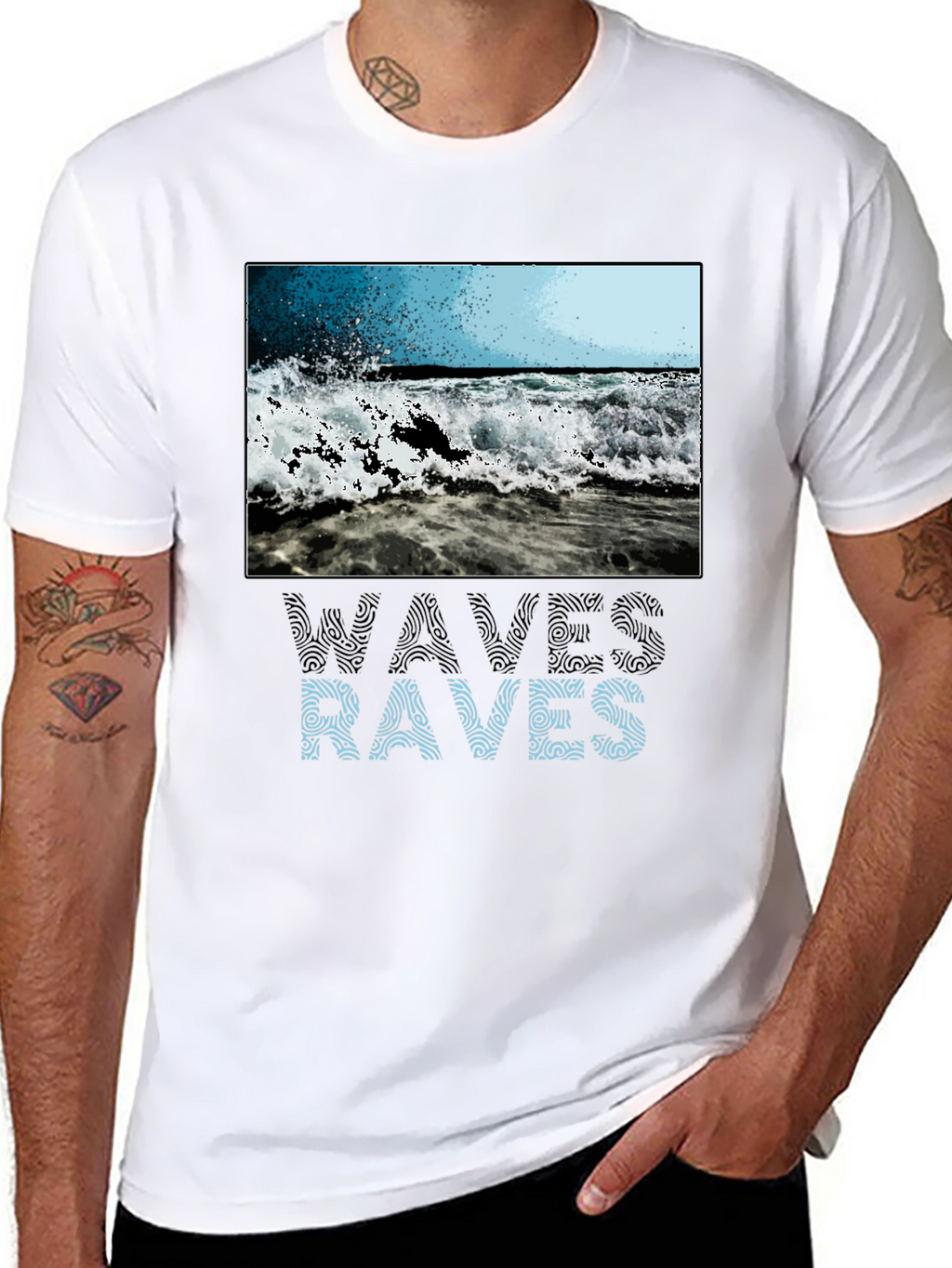 Waves & Raves Graphic Tee - Beach Vibes
