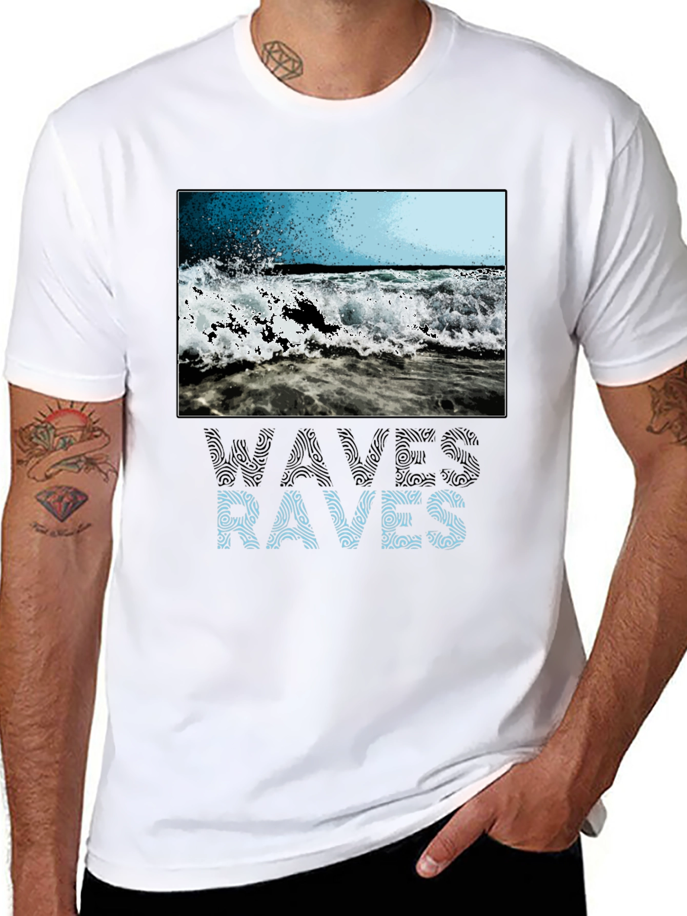 Waves & Raves Graphic Tee - Beach Vibes