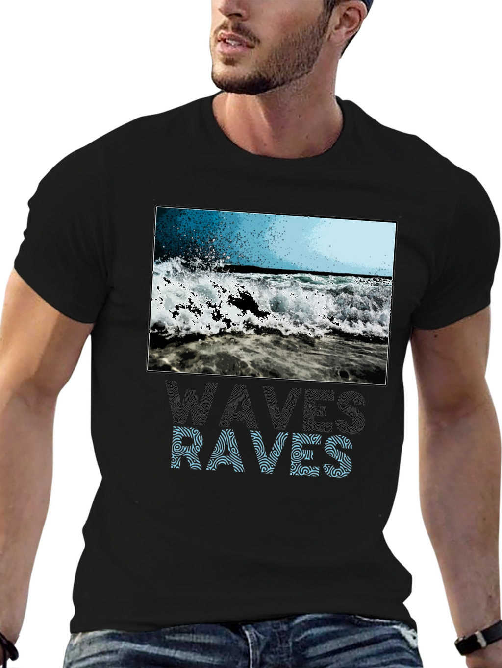 Waves & Raves Graphic Tee - Beach Vibes