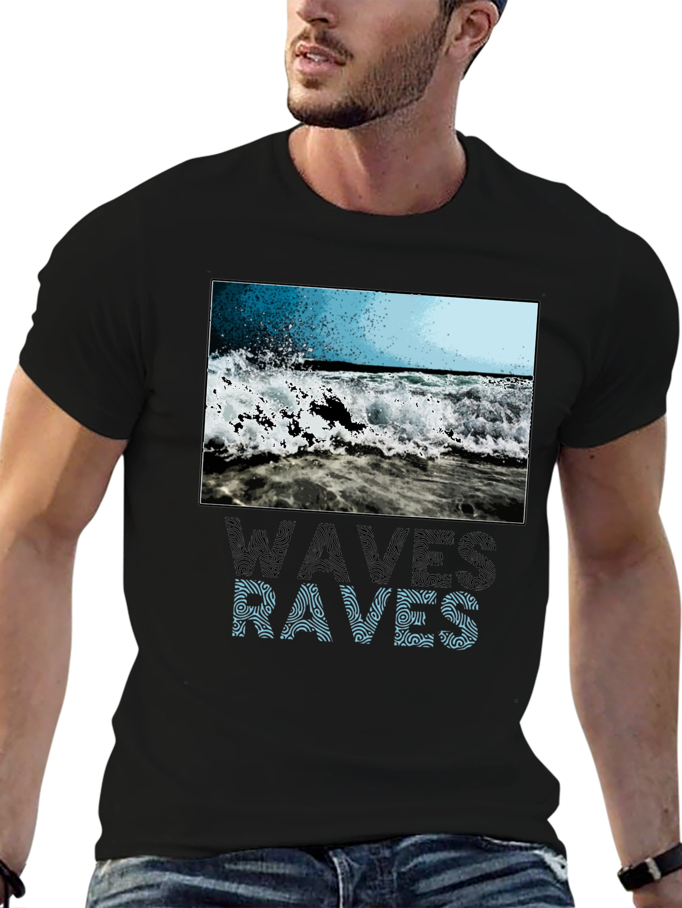 Waves & Raves Graphic Tee - Beach Vibes