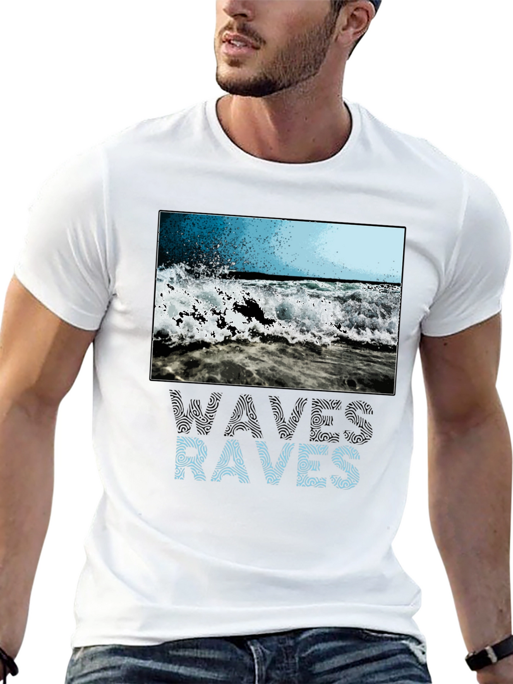 Waves & Raves Graphic Tee - Beach Vibes