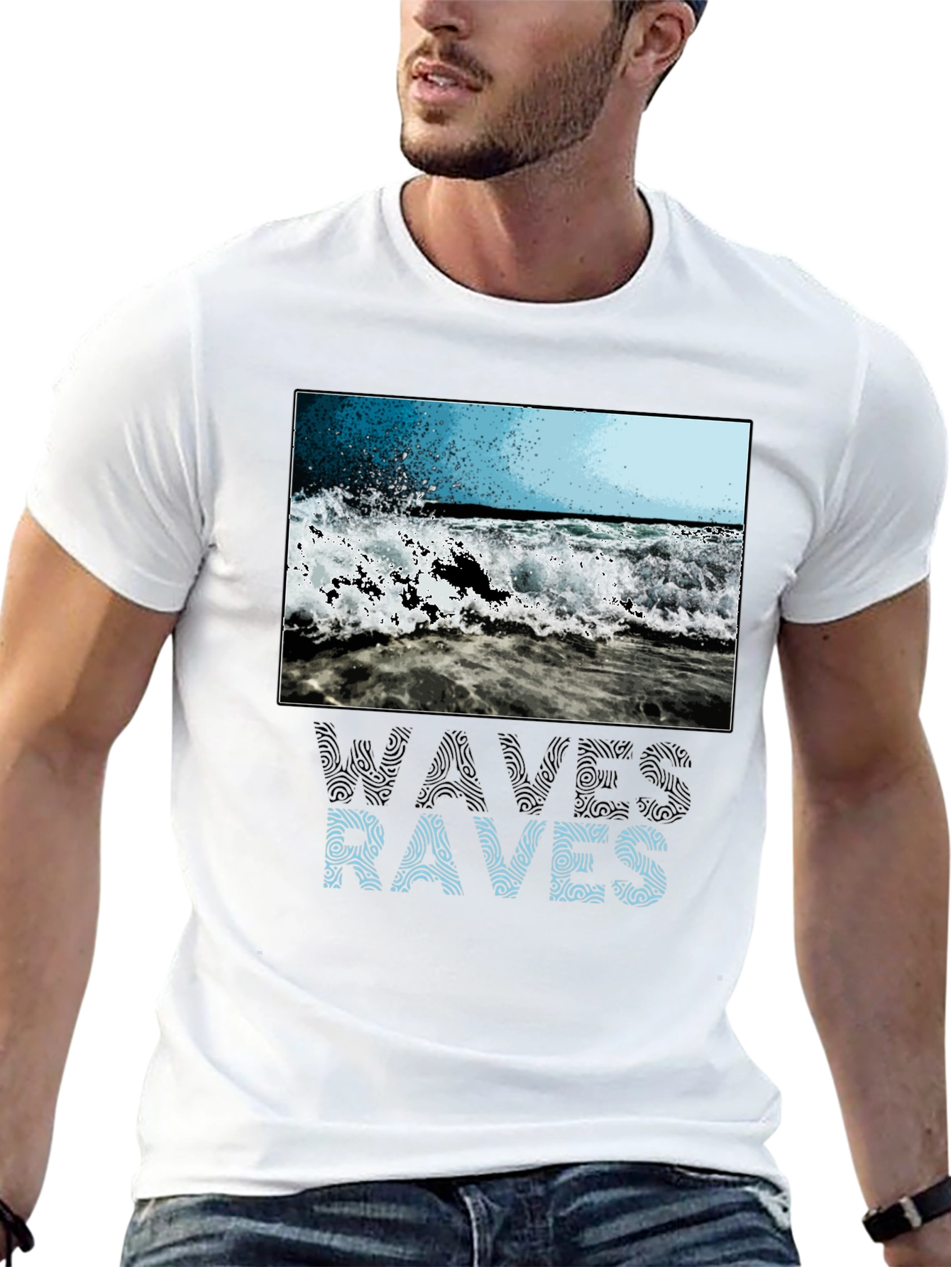 Waves & Raves Graphic Tee - Beach Vibes