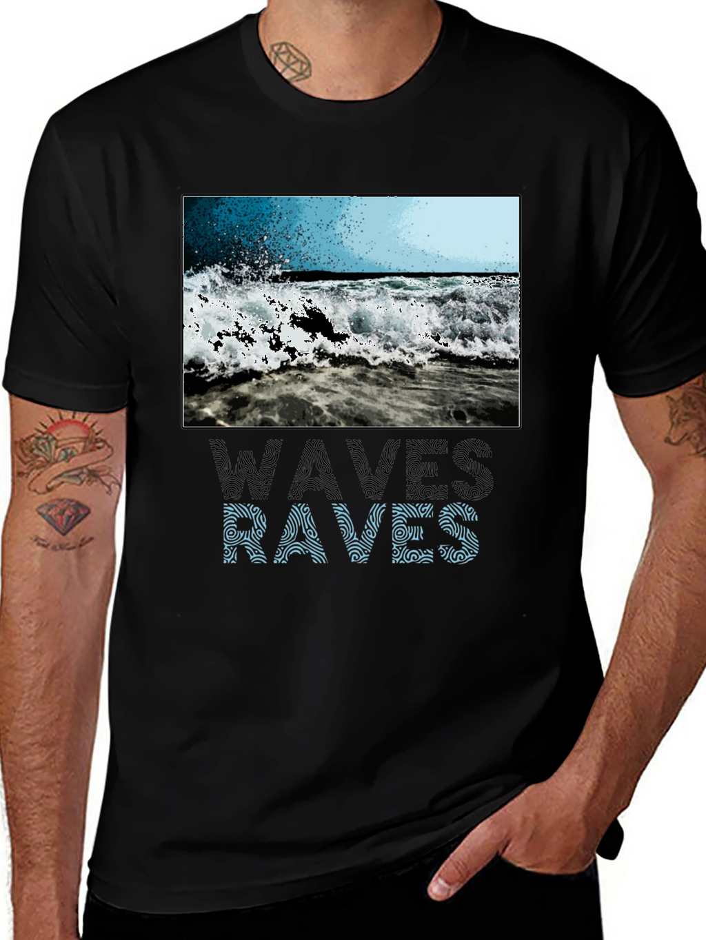 Waves & Raves Graphic Tee - Beach Vibes