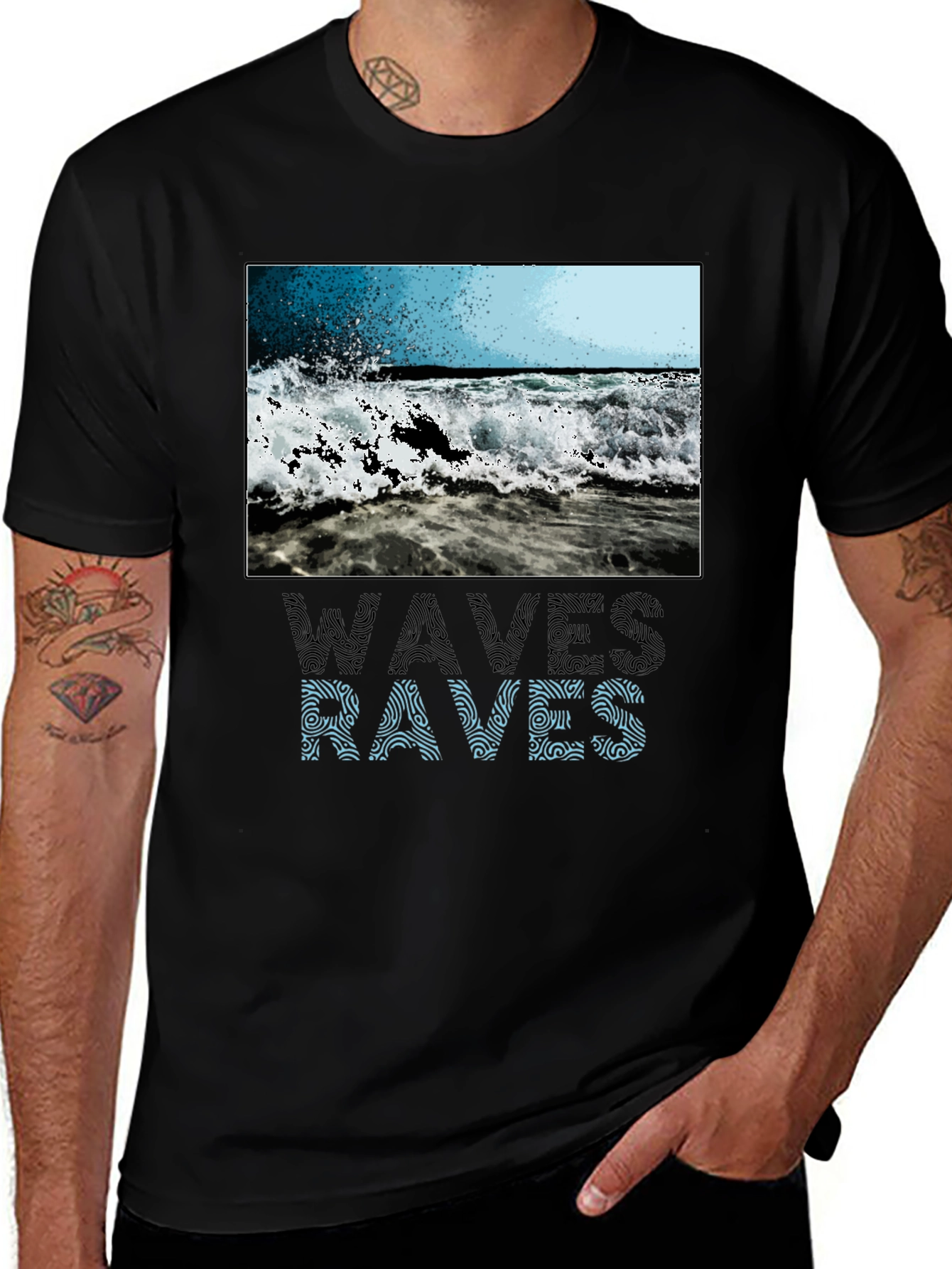 Waves & Raves Graphic Tee - Beach Vibes