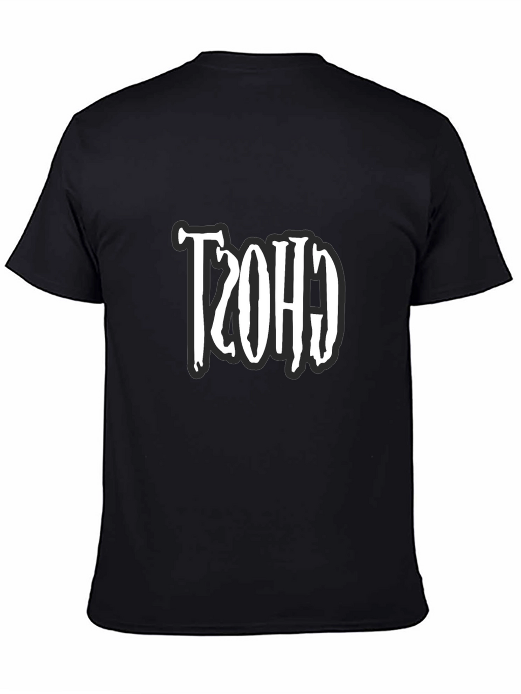 Retro Ghost Design Black T-Shirt