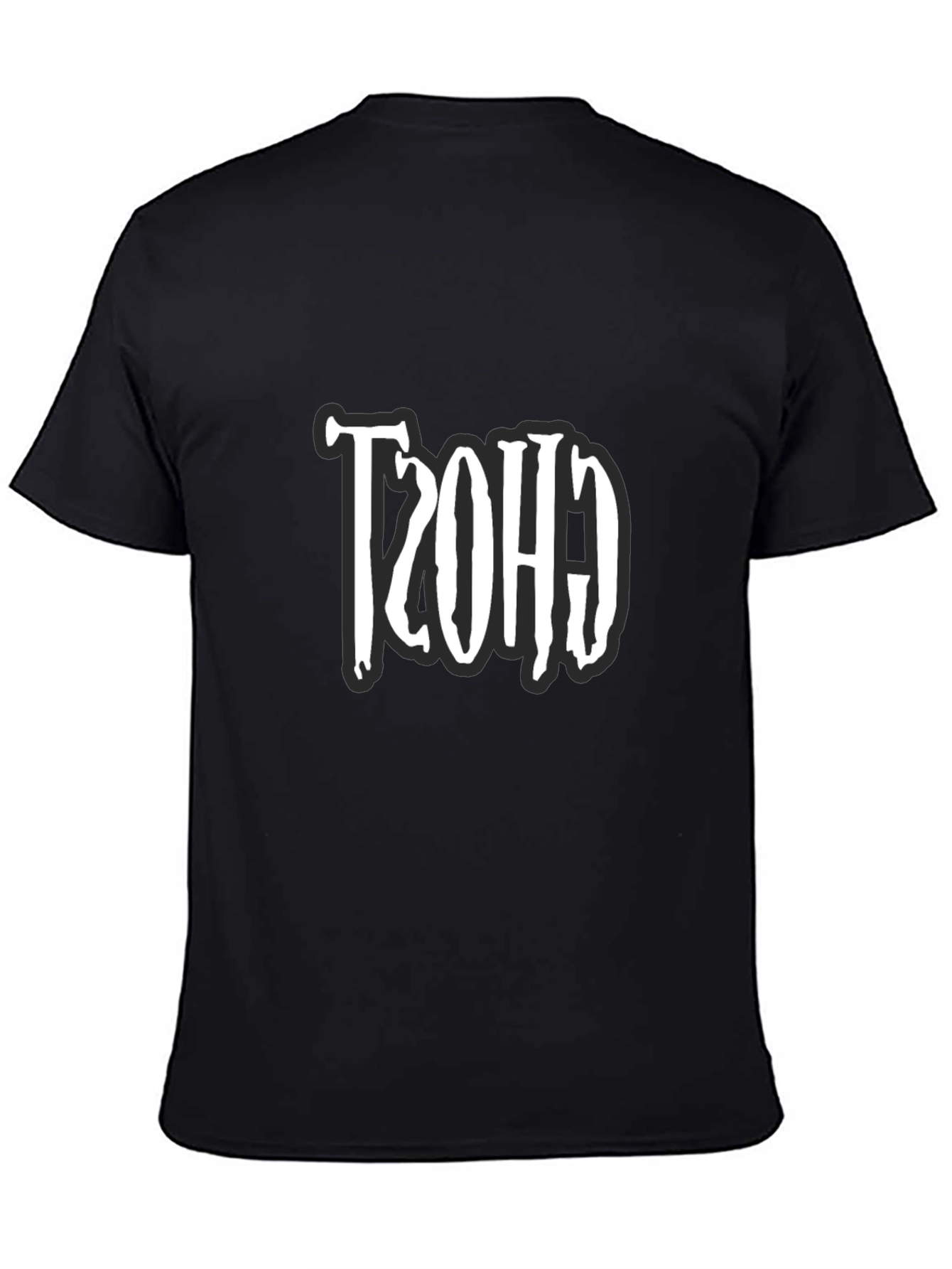 Retro Ghost Design Black T-Shirt