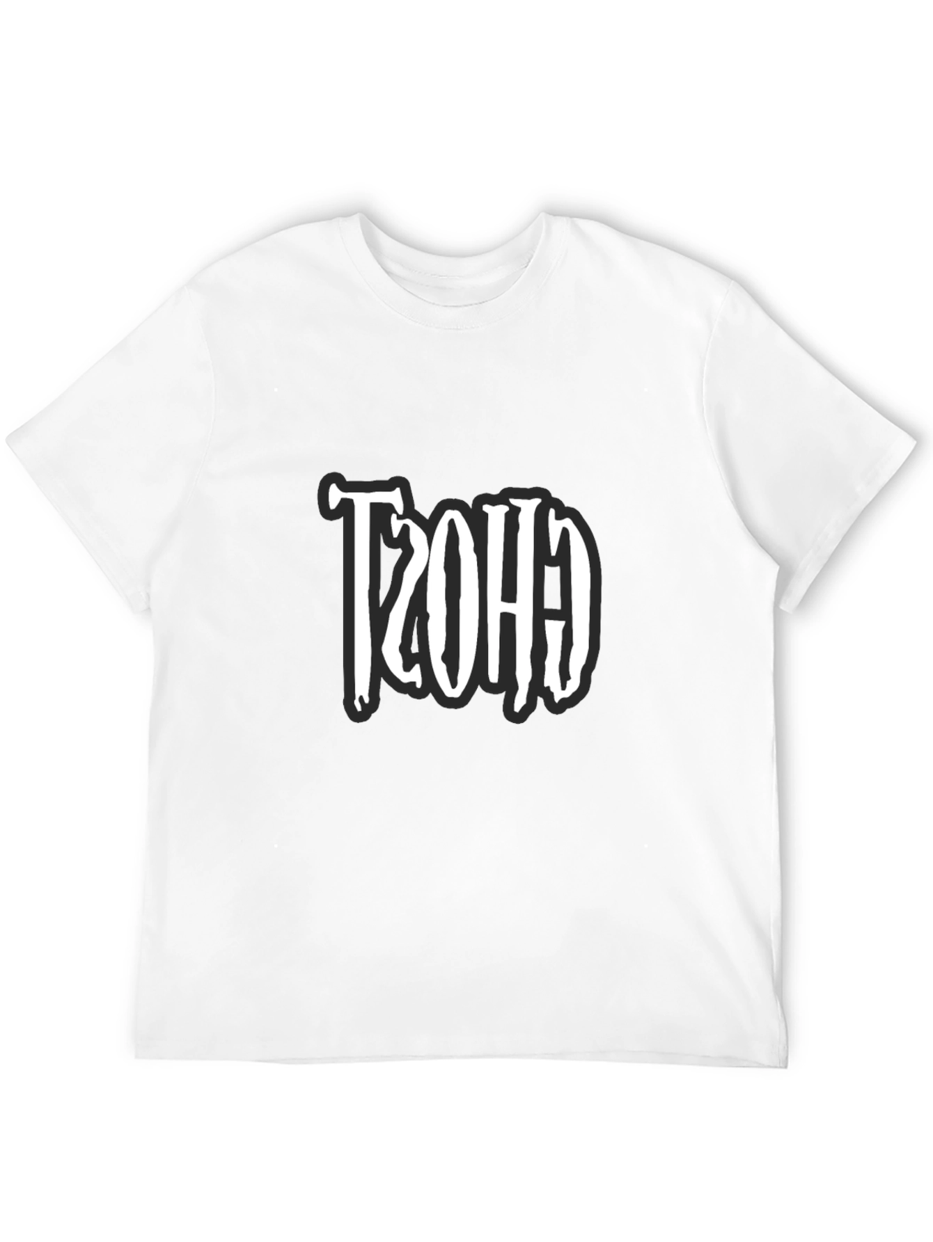 Retro Ghost Design Black T-Shirt
