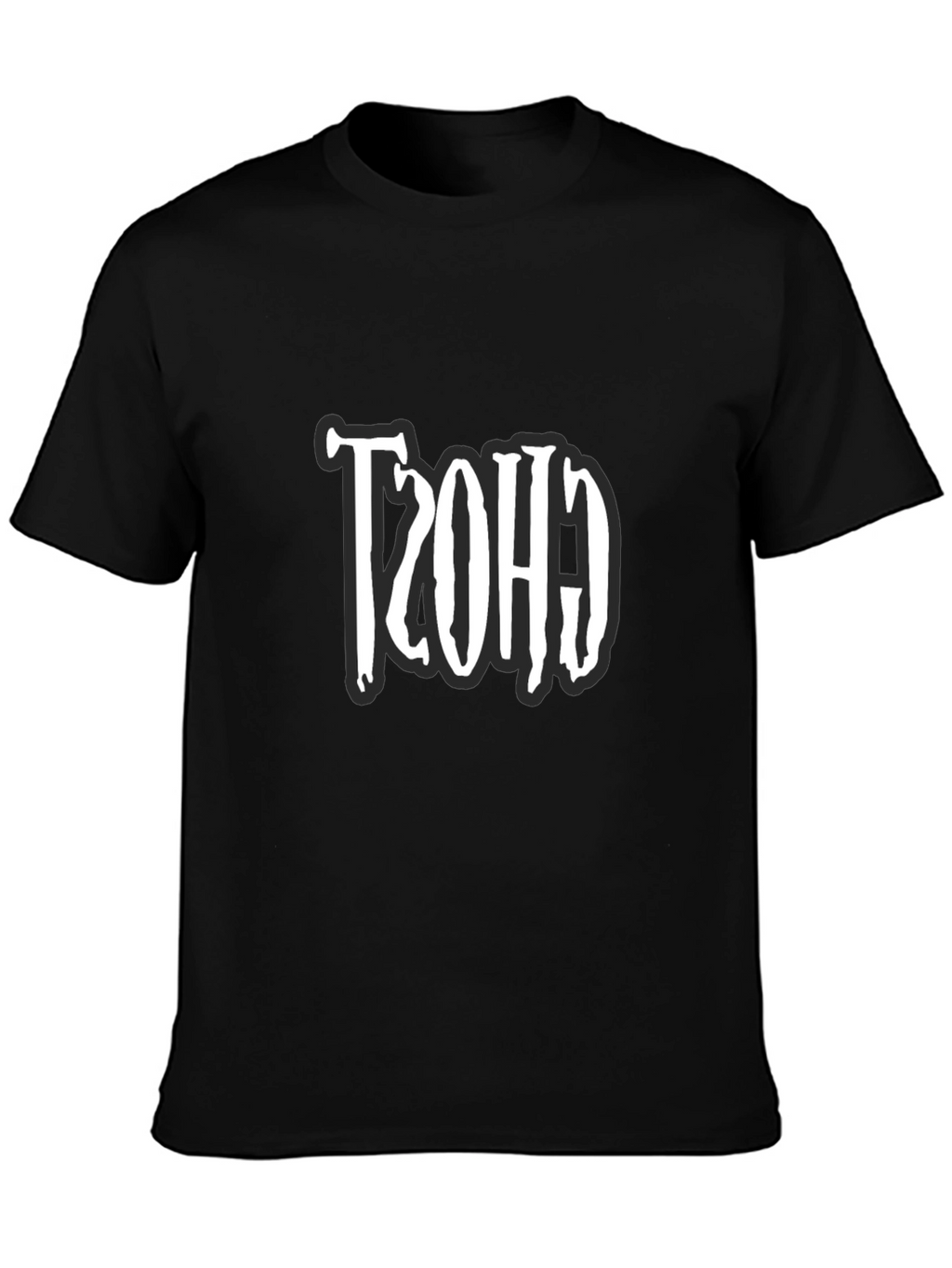 Retro Ghost Design Black T-Shirt