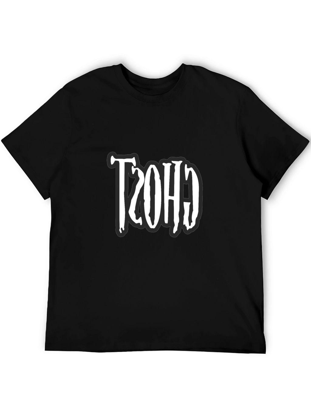 Retro Ghost Design Black T-Shirt