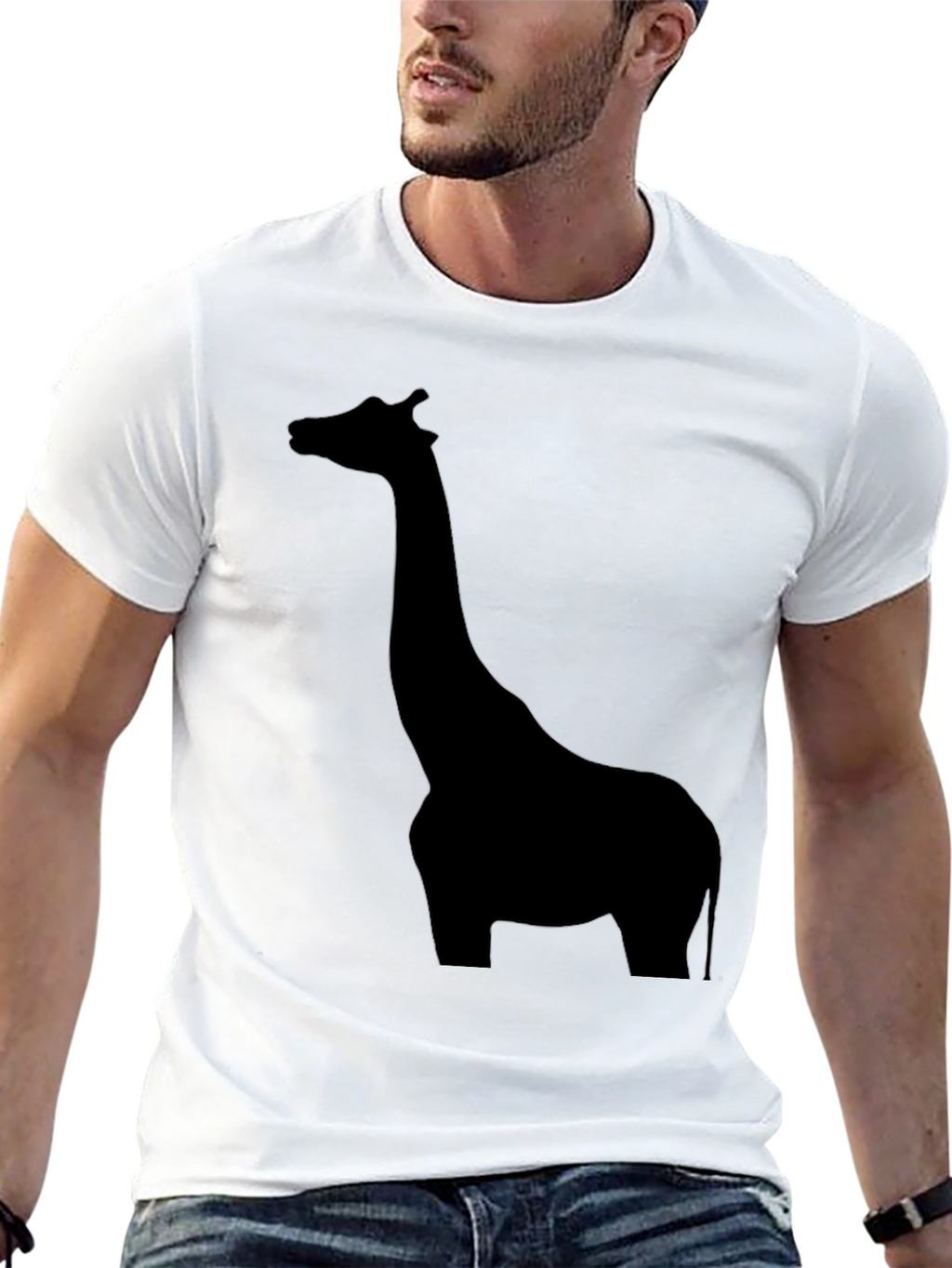 Mens Black Giraffe Silhouette Graphic T-Shirt