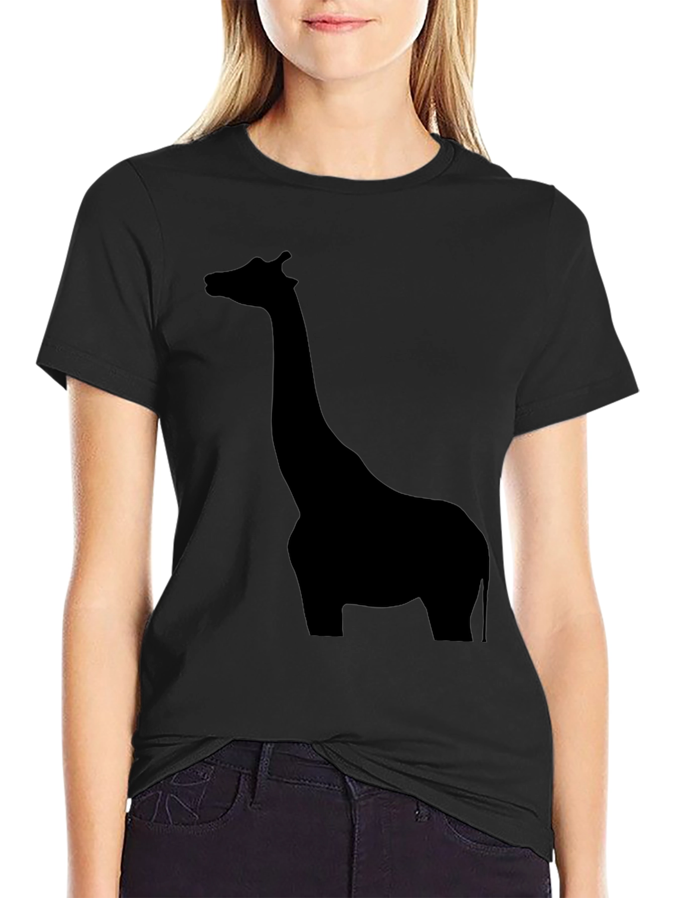 Mens Black Giraffe Silhouette Graphic T-Shirt