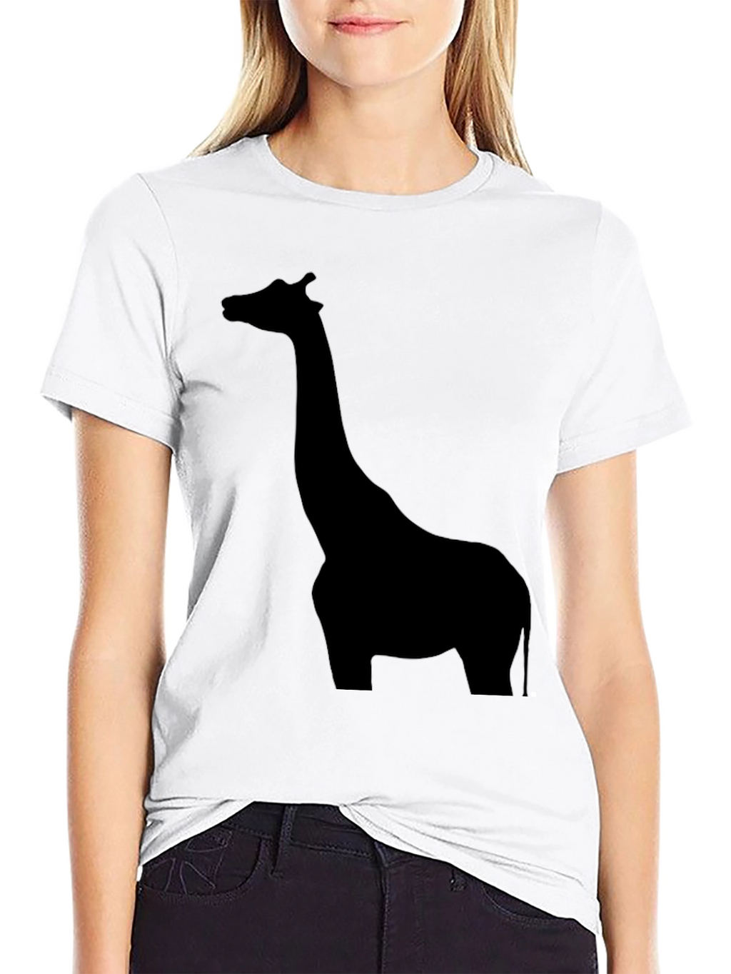 Mens Black Giraffe Silhouette Graphic T-Shirt