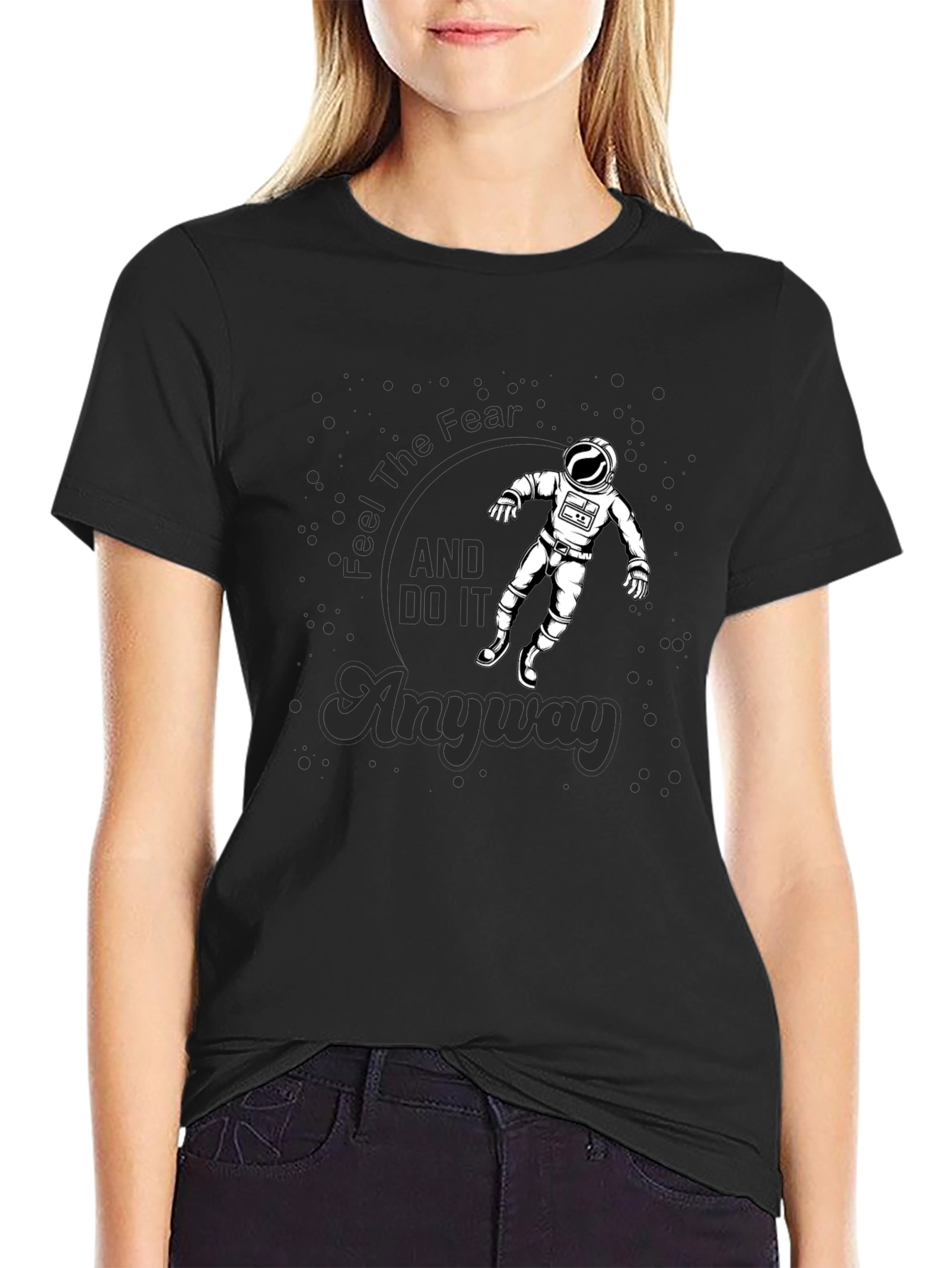 Feel The Fear Astronaut Black T-Shirt