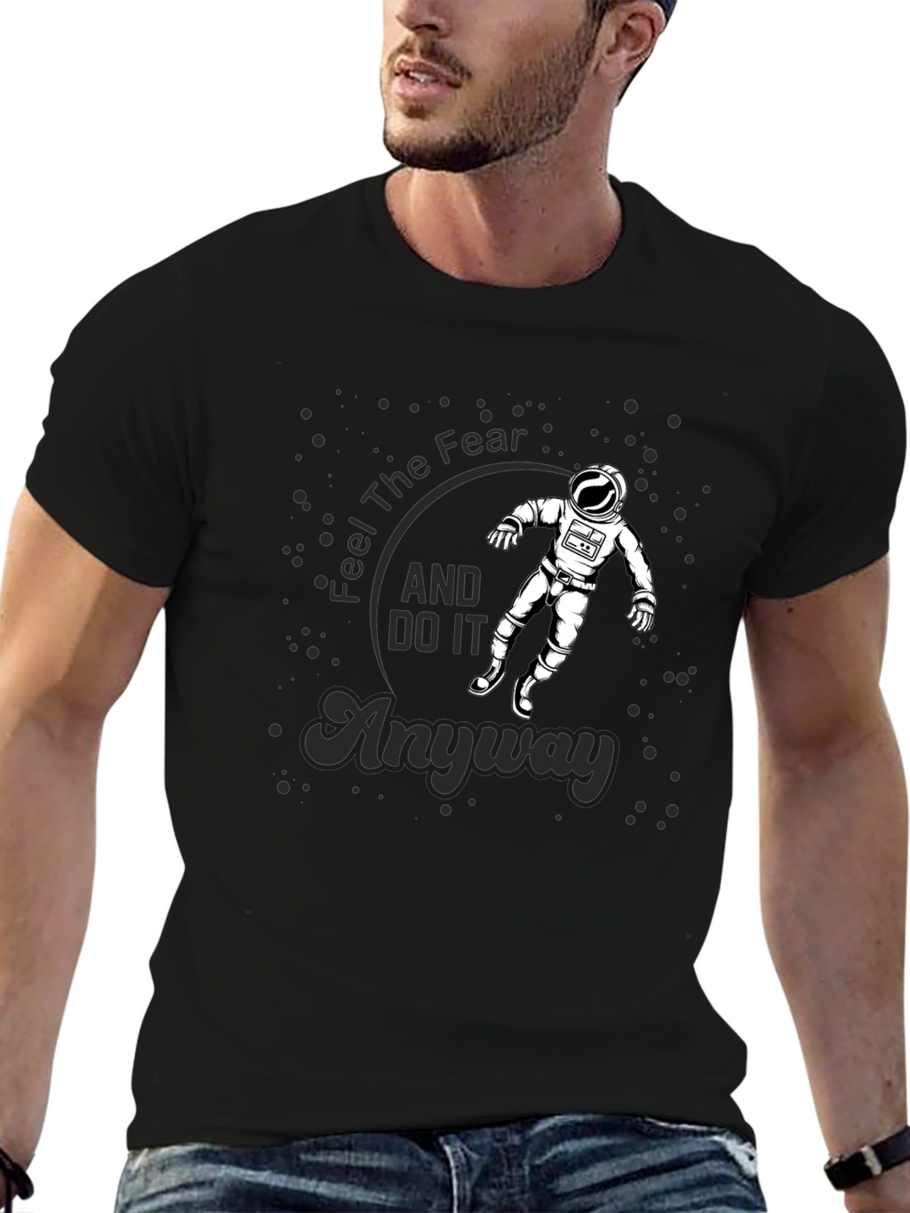 Feel The Fear Astronaut Black T-Shirt