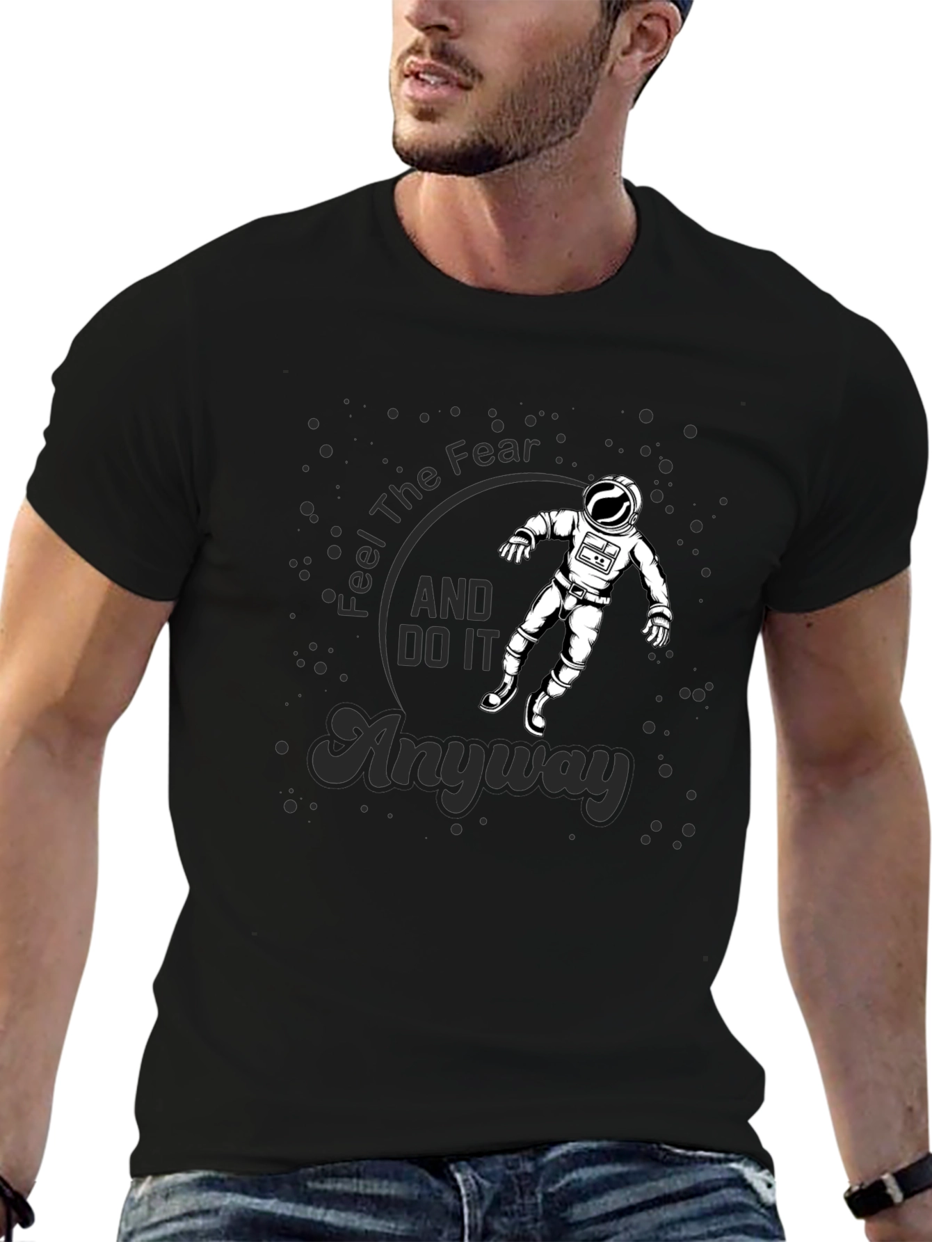 Feel The Fear Astronaut Black T-Shirt