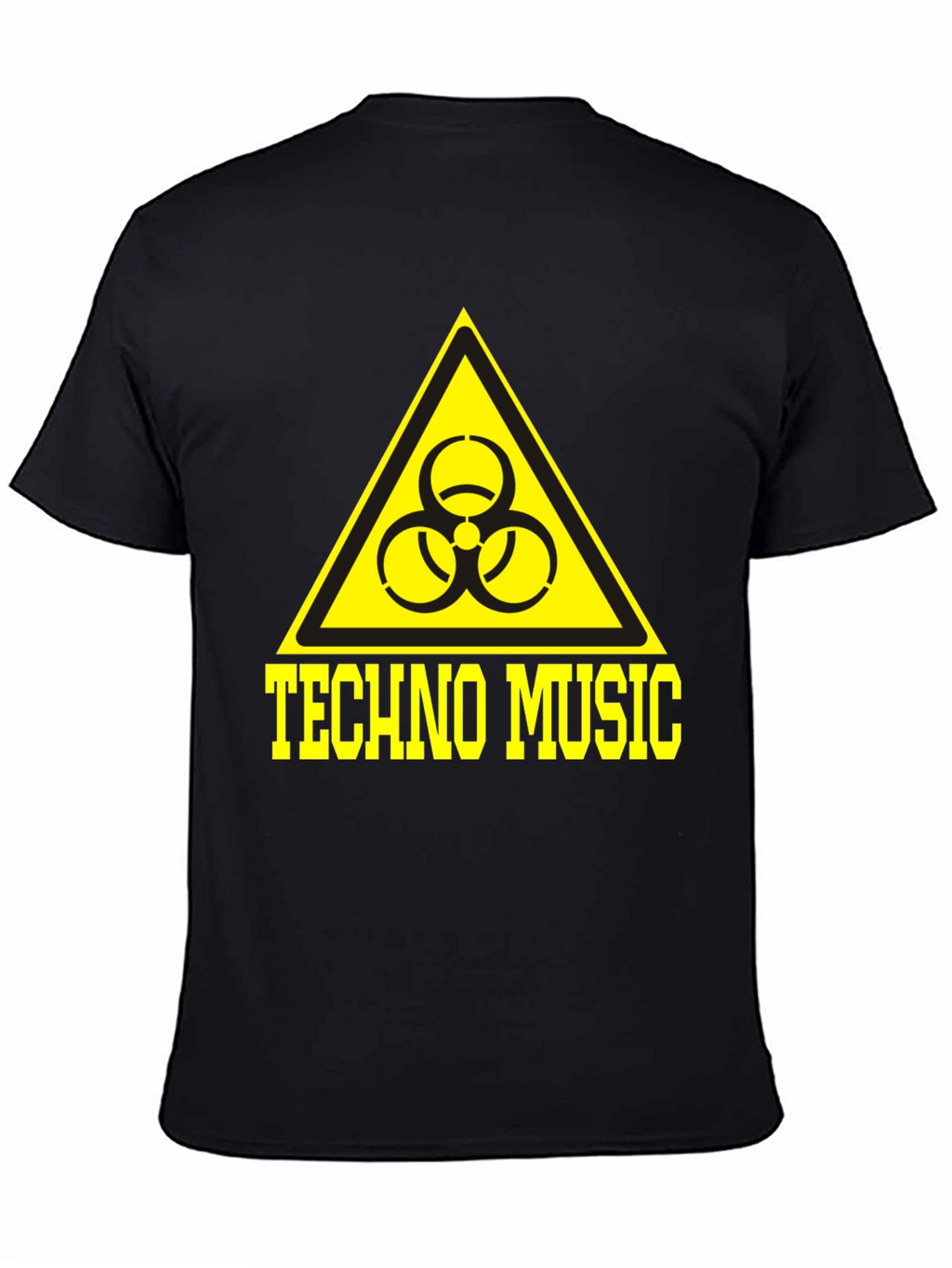 Techno Music T-Shirt Biohazard Symbol Yellow Print