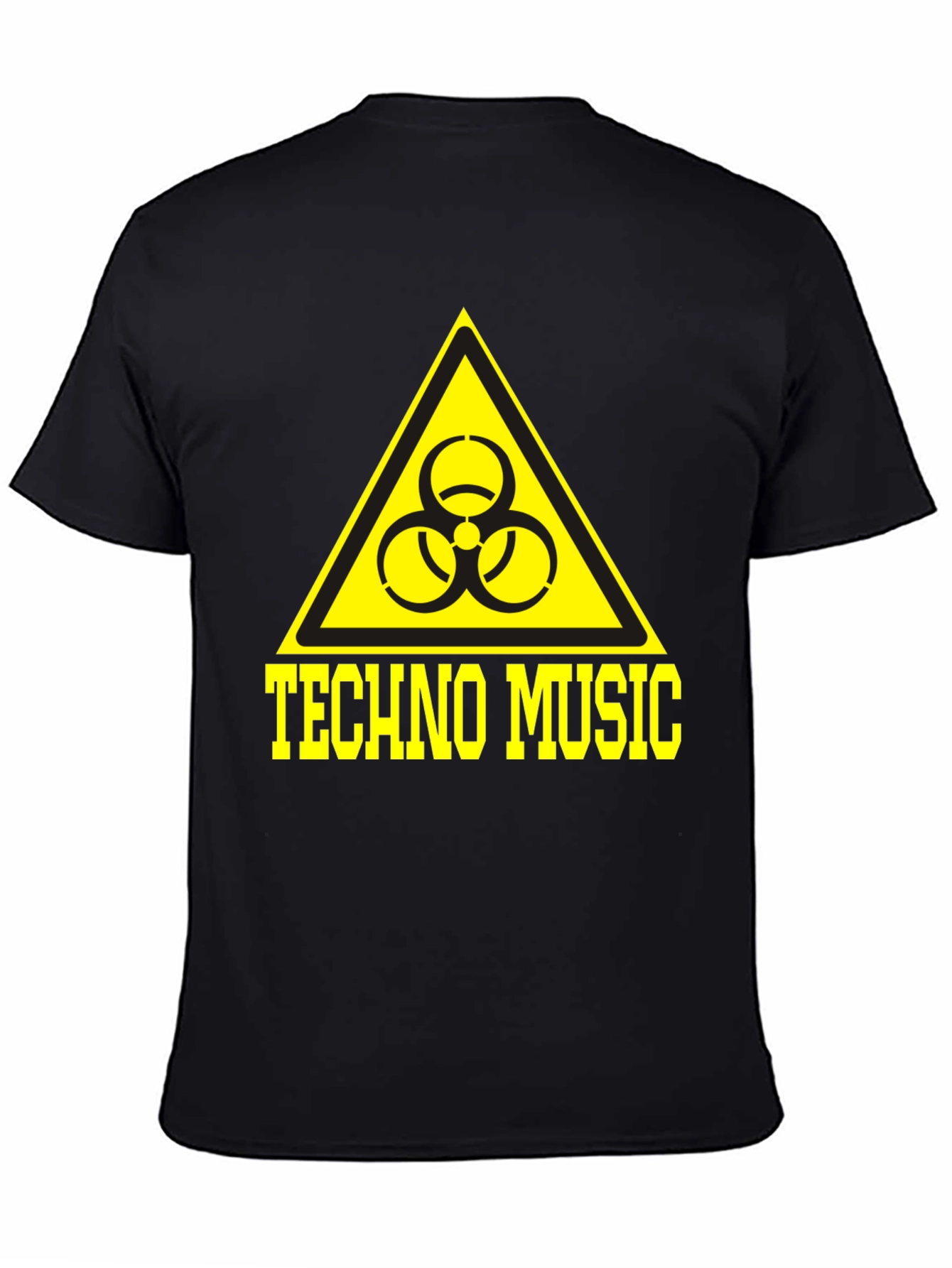 Techno Music T-Shirt Biohazard Symbol Yellow Print