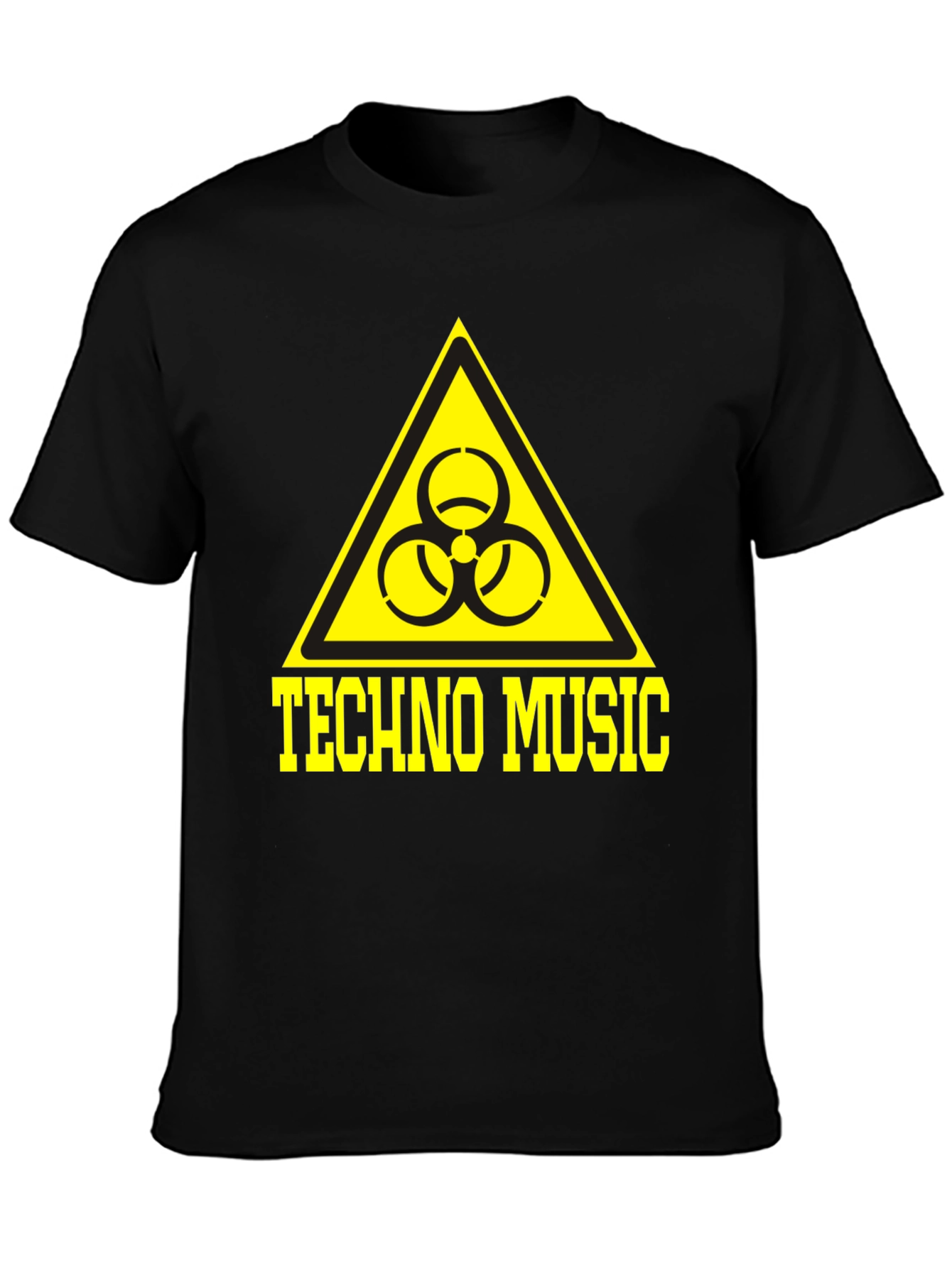 Techno Music T-Shirt Biohazard Symbol Yellow Print