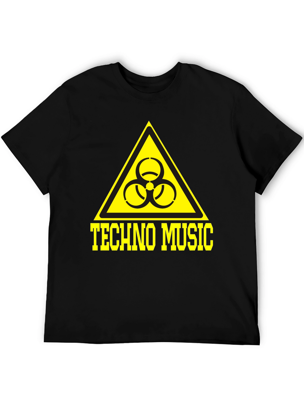 Techno Music T-Shirt Biohazard Symbol Yellow Print