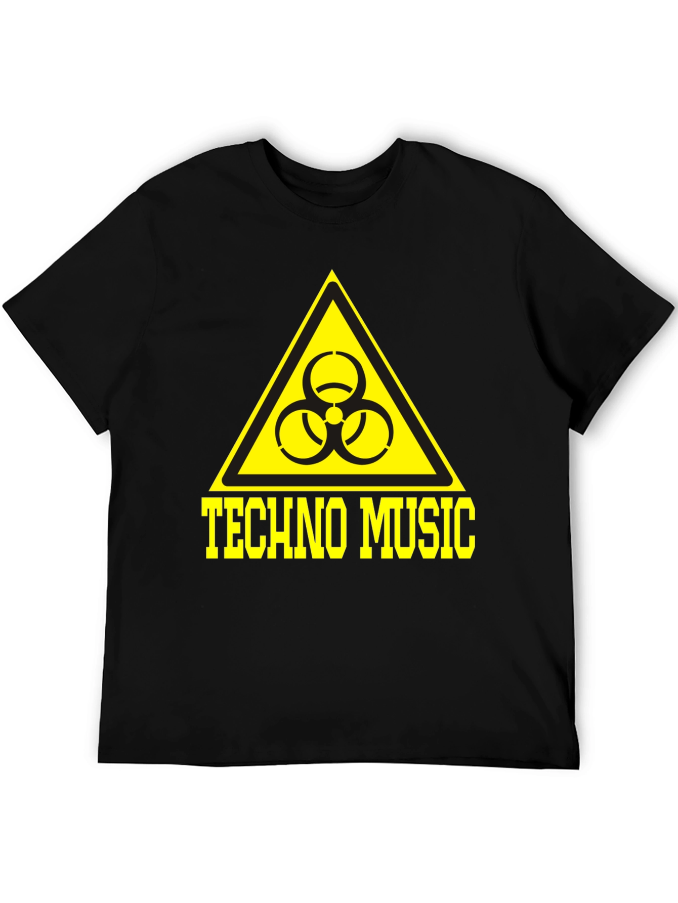 Techno Music T-Shirt Biohazard Symbol Yellow Print