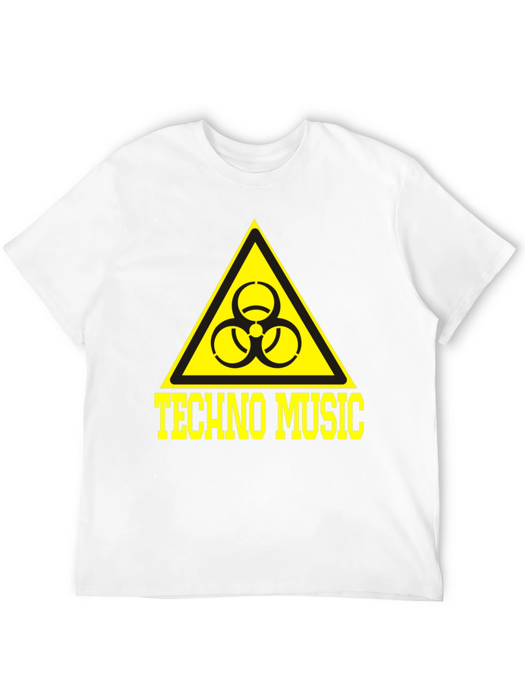Techno Music T-Shirt Biohazard Symbol Yellow Print