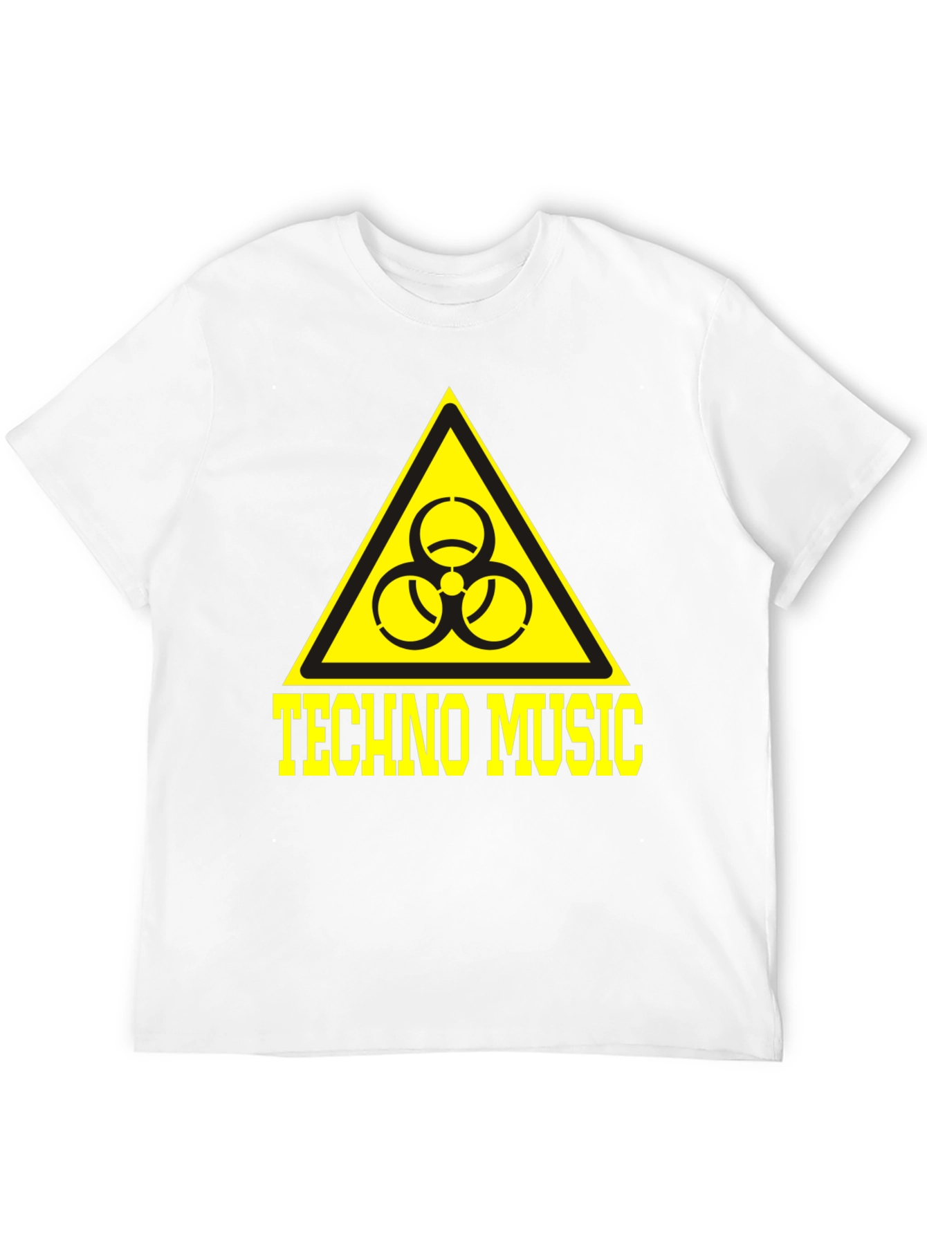 Techno Music T-Shirt Biohazard Symbol Yellow Print