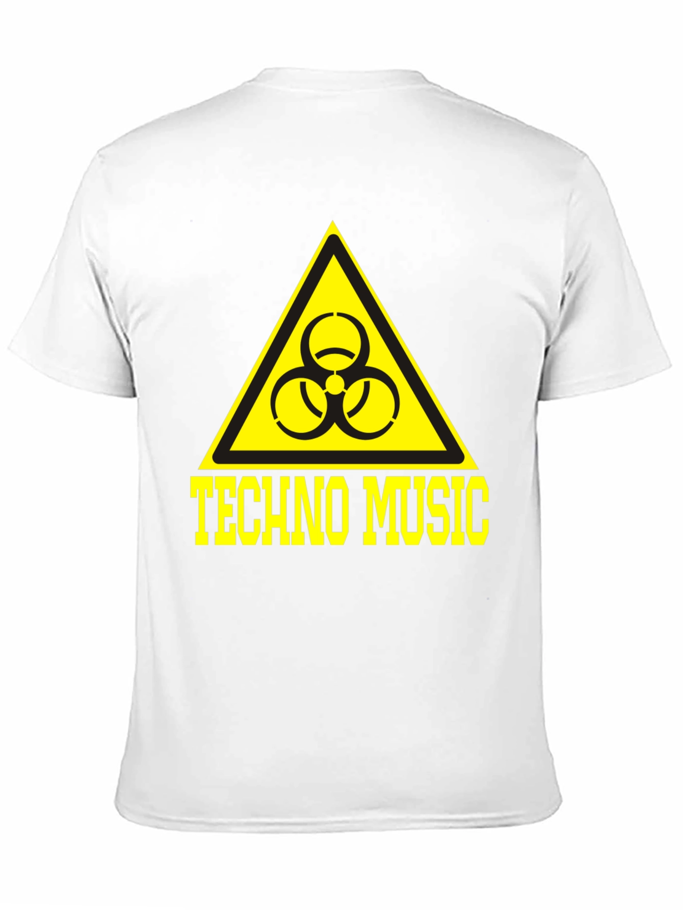 Techno Music T-Shirt Biohazard Symbol Yellow Print