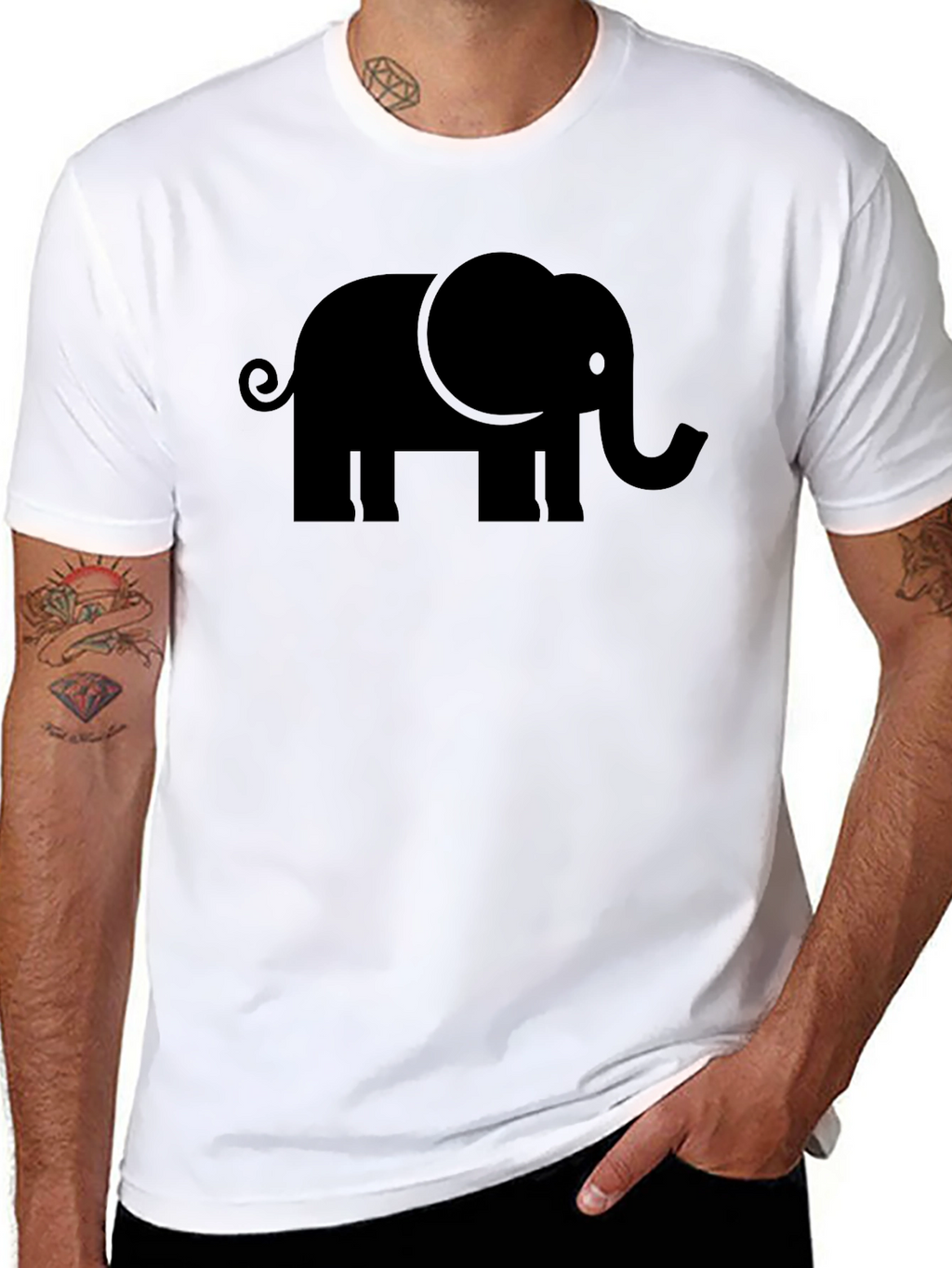 Black Elephant Graphic Tee - Mens Casual Shirt