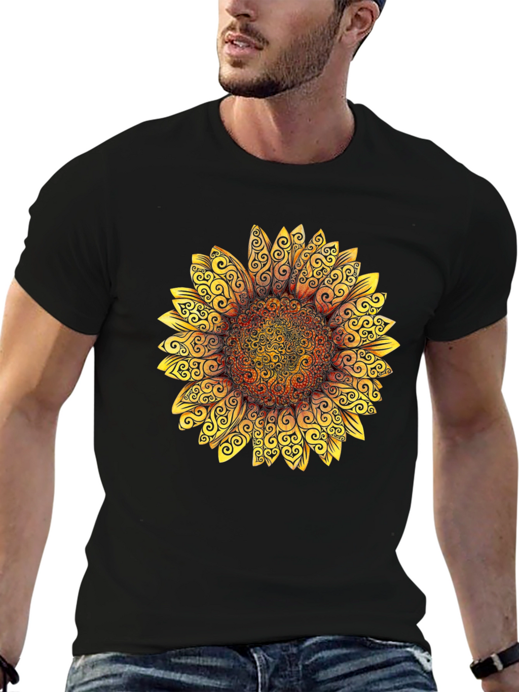 Sunflower Graphic Tee - Stylish Black T-Shirt