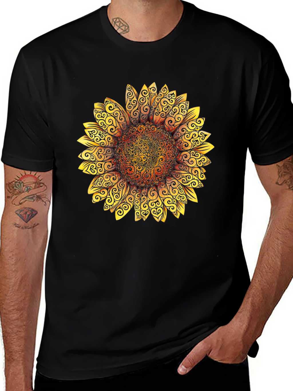 Sunflower Graphic Tee - Stylish Black T-Shirt