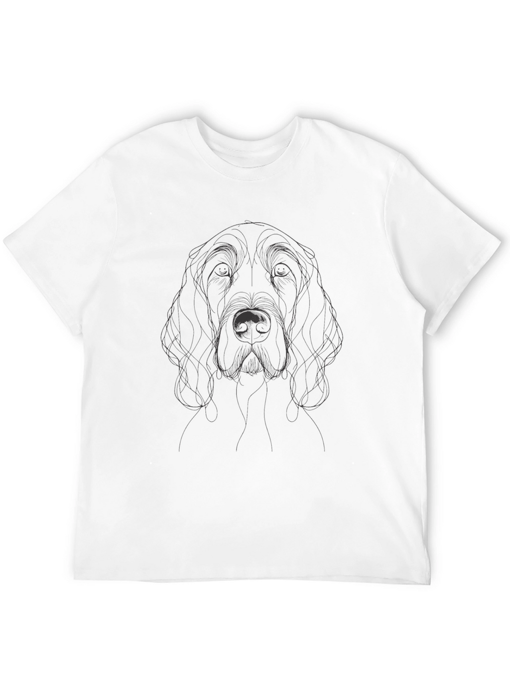 Dog Portrait Line Art Black T-Shirt