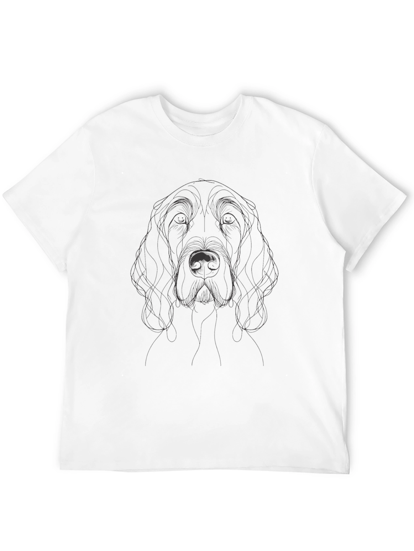 Dog Portrait Line Art Black T-Shirt