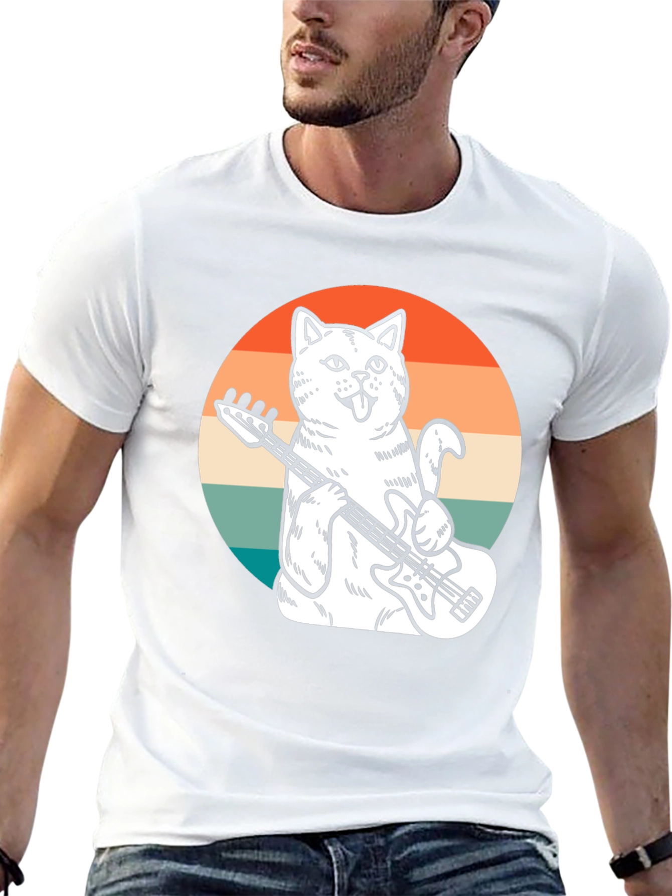 Cat Bassist T-Shirt - Cool Graphic Tee