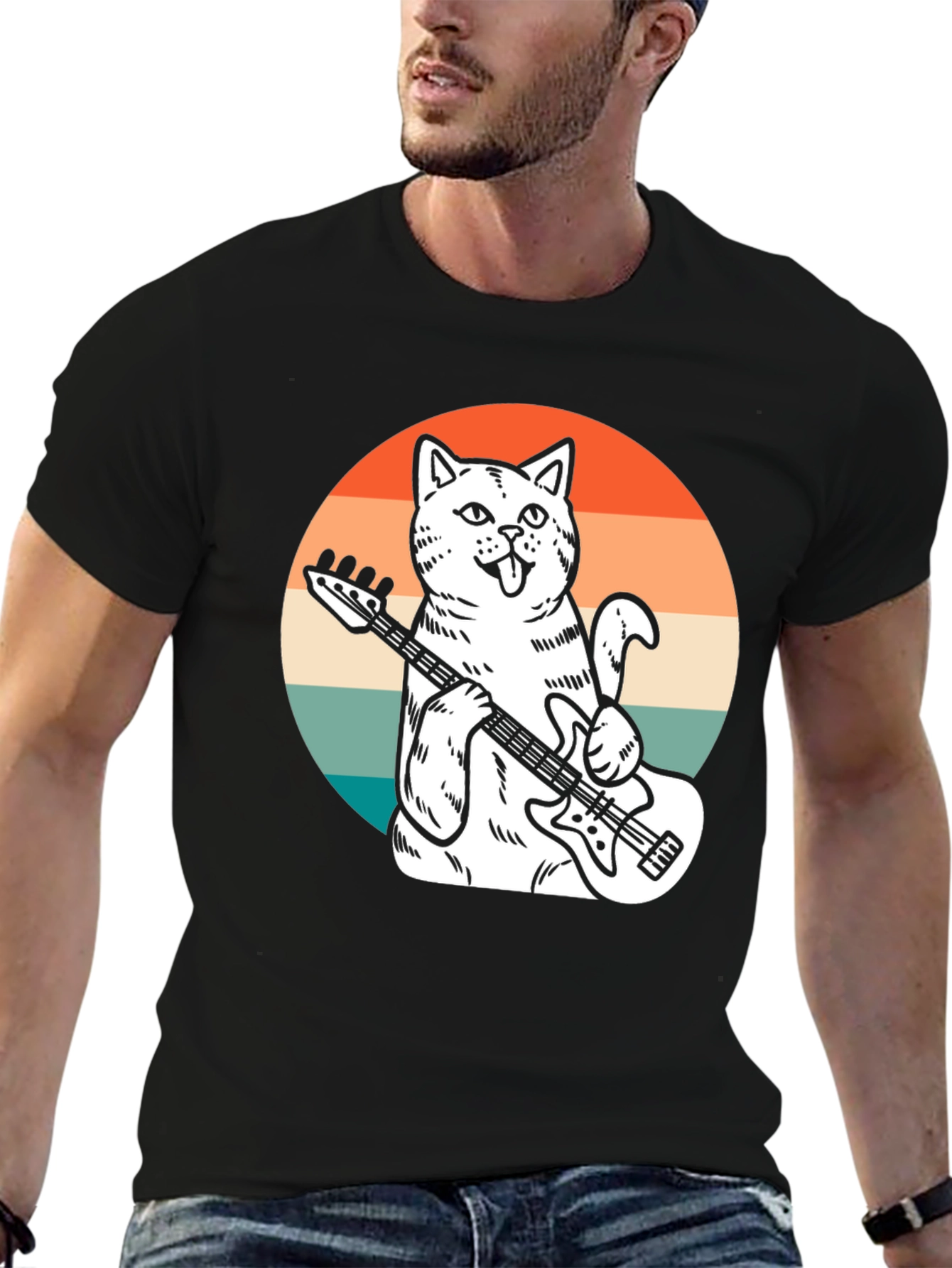 Cat Bassist T-Shirt - Cool Graphic Tee