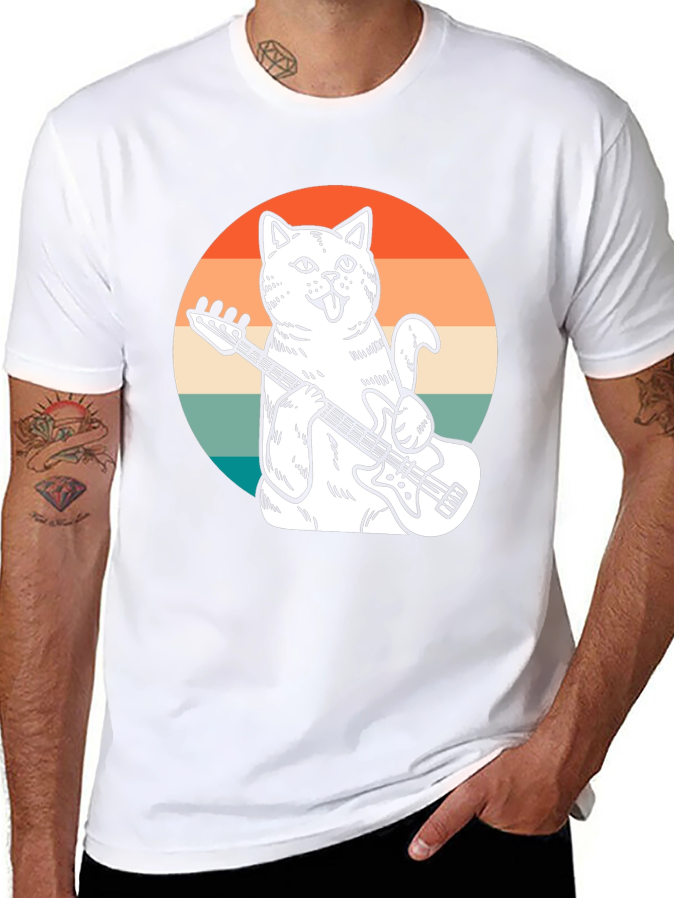 Cat Bassist T-Shirt - Cool Graphic Tee