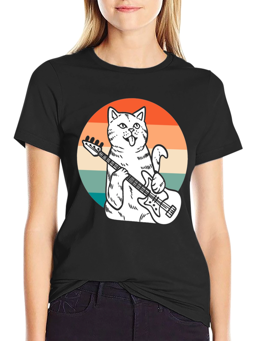Cat Bassist T-Shirt - Cool Graphic Tee