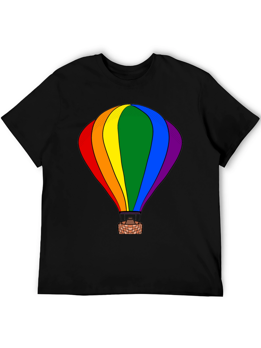Rainbow Hot Air Balloon Graphic Tee - Black