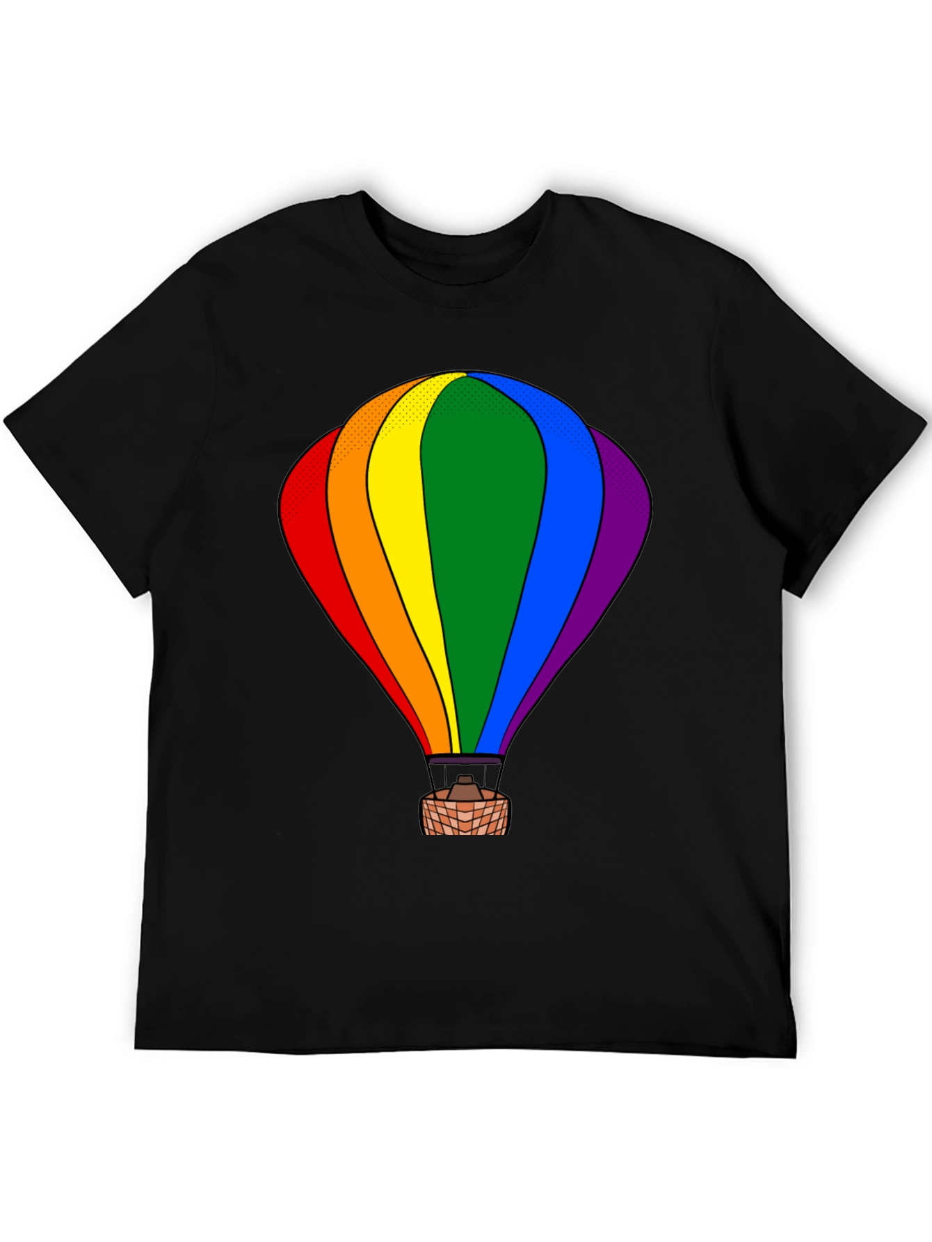 Rainbow Hot Air Balloon Graphic Tee - Black