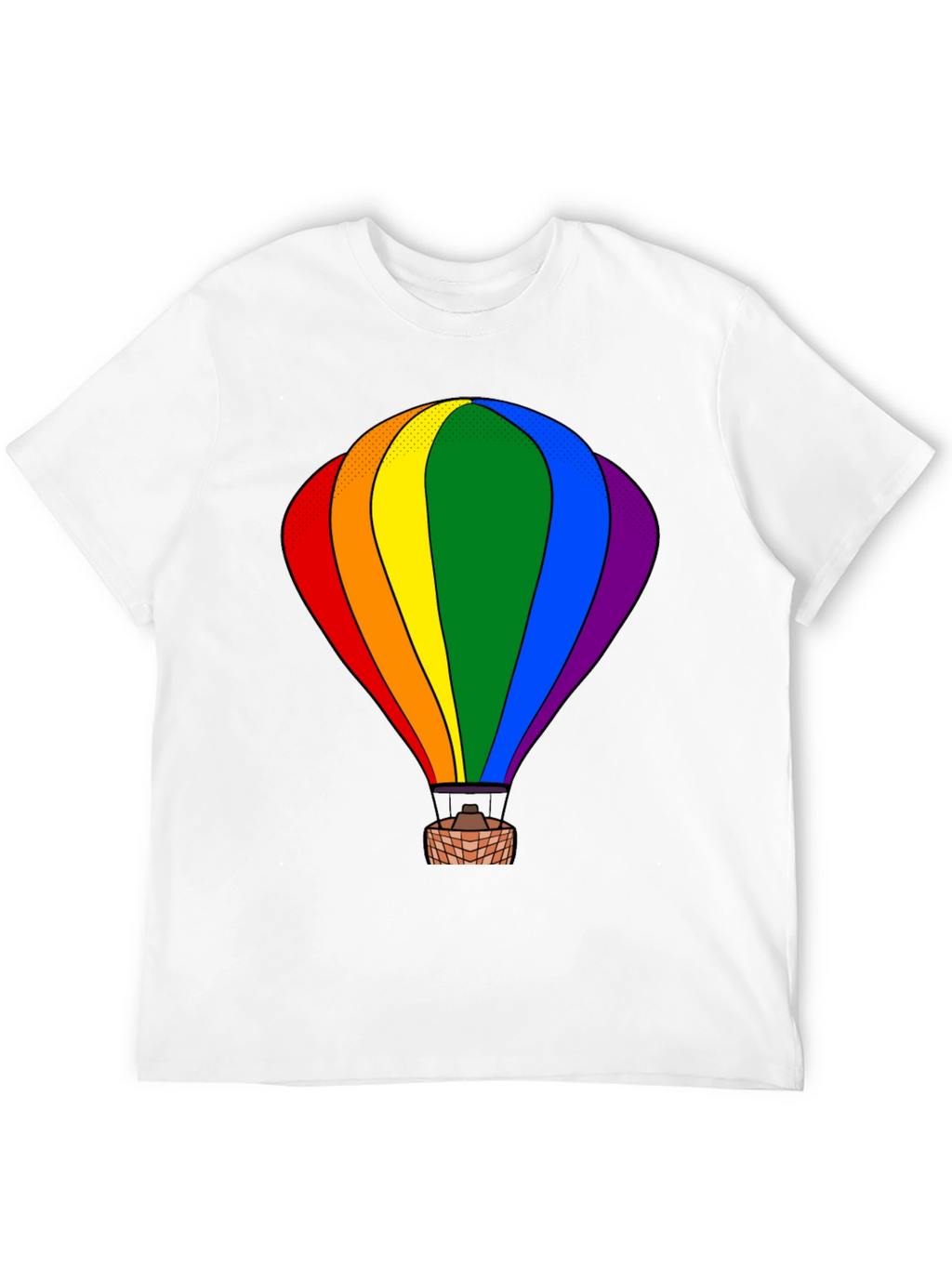 Rainbow Hot Air Balloon Graphic Tee - Black
