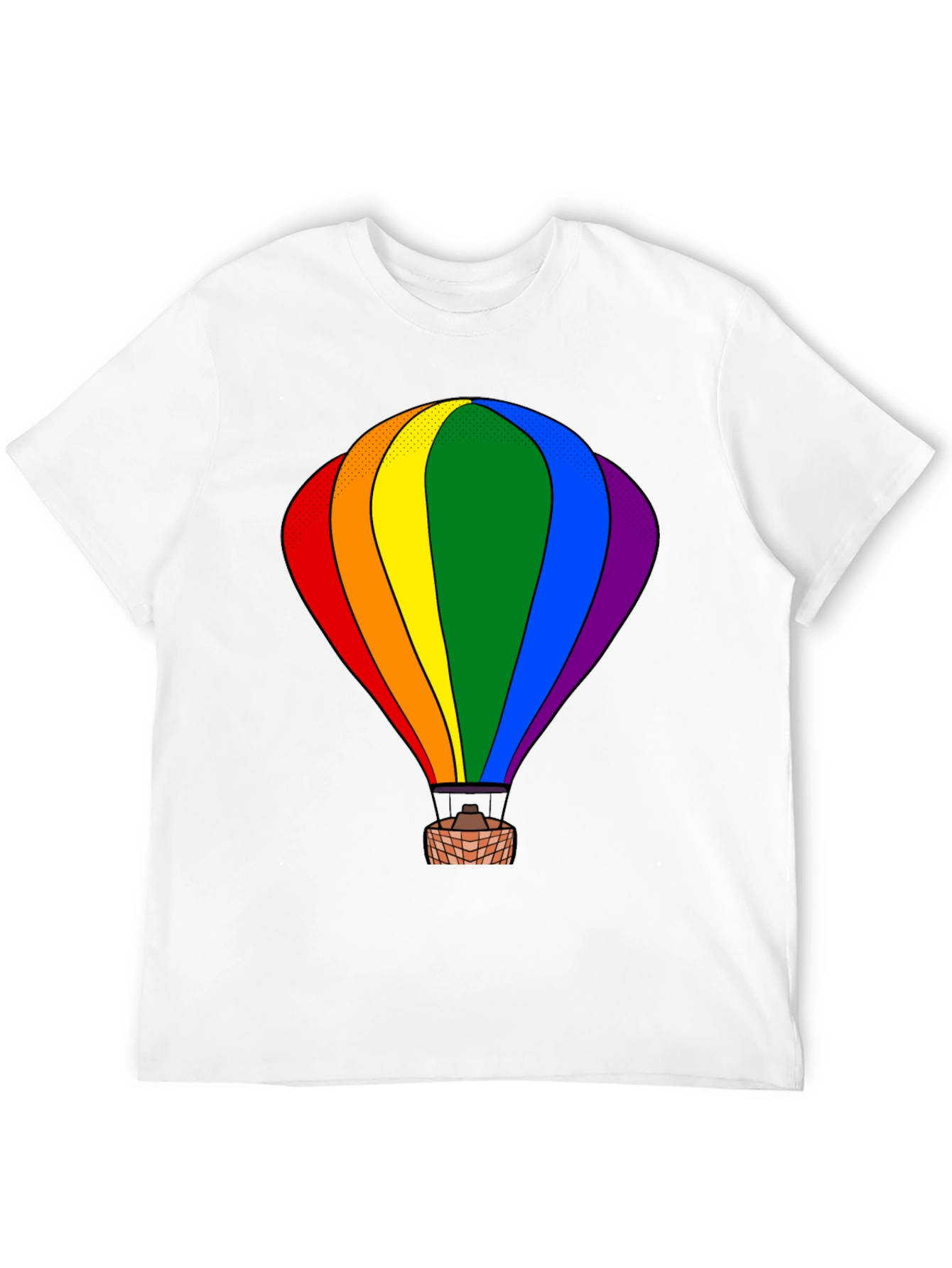 Rainbow Hot Air Balloon Graphic Tee - Black