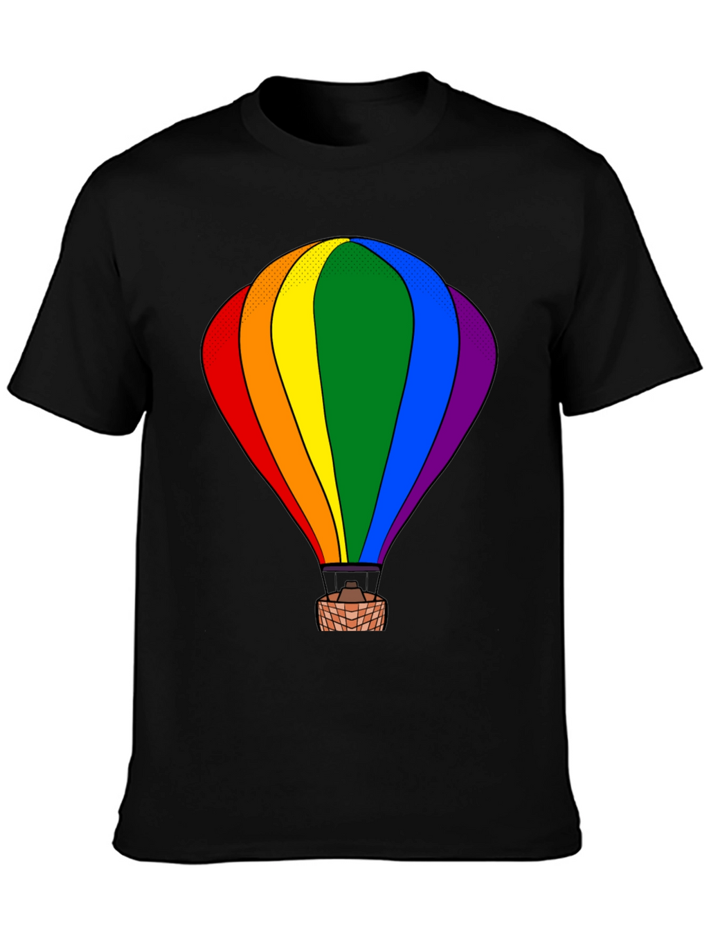 Rainbow Hot Air Balloon Graphic Tee - Black